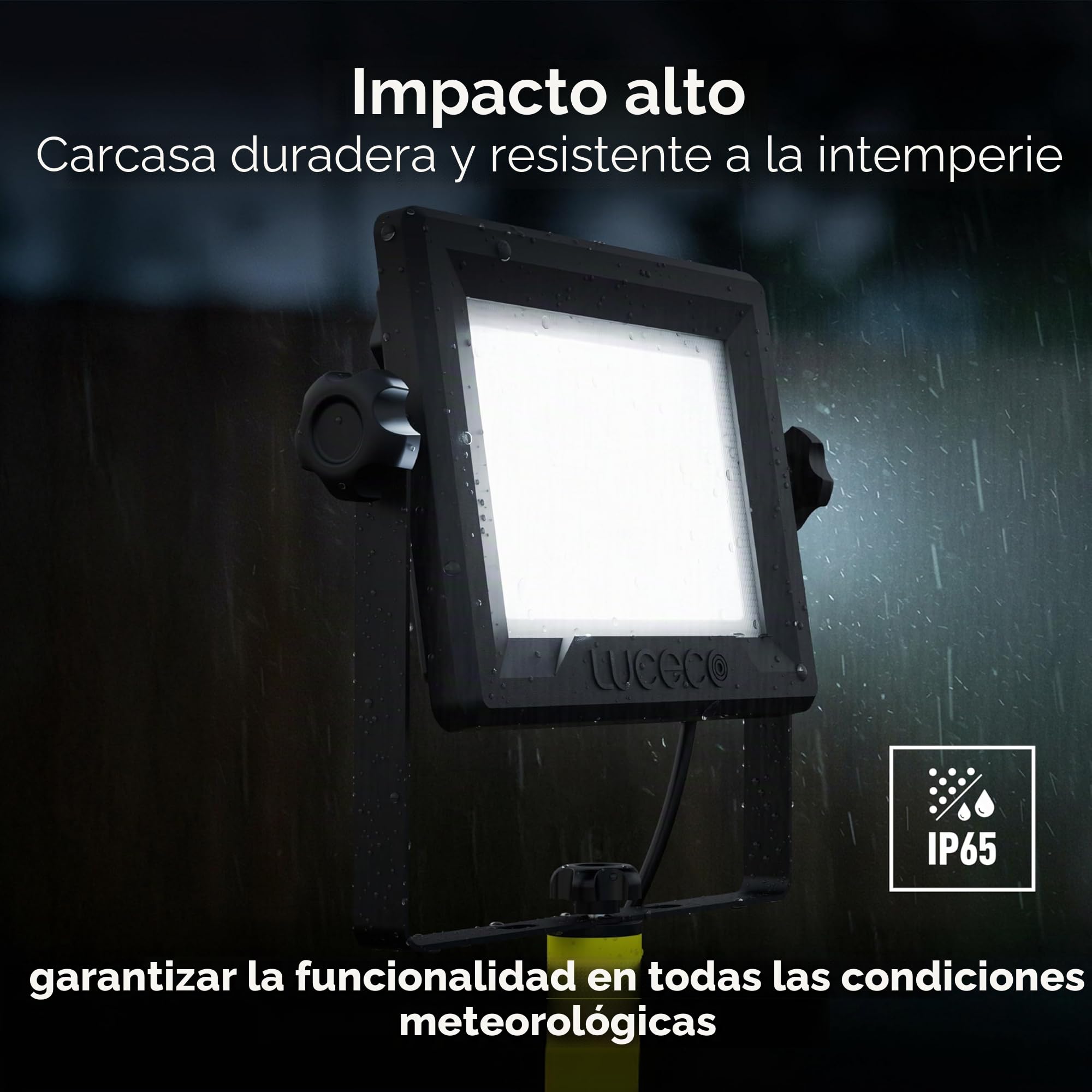 Luceco Foco de Trabajo Trípode 50W, Luz Portátil IP65 Impermeable, Lampara LED Portátil para Obras, Jardines, Automóviles, Garajes
