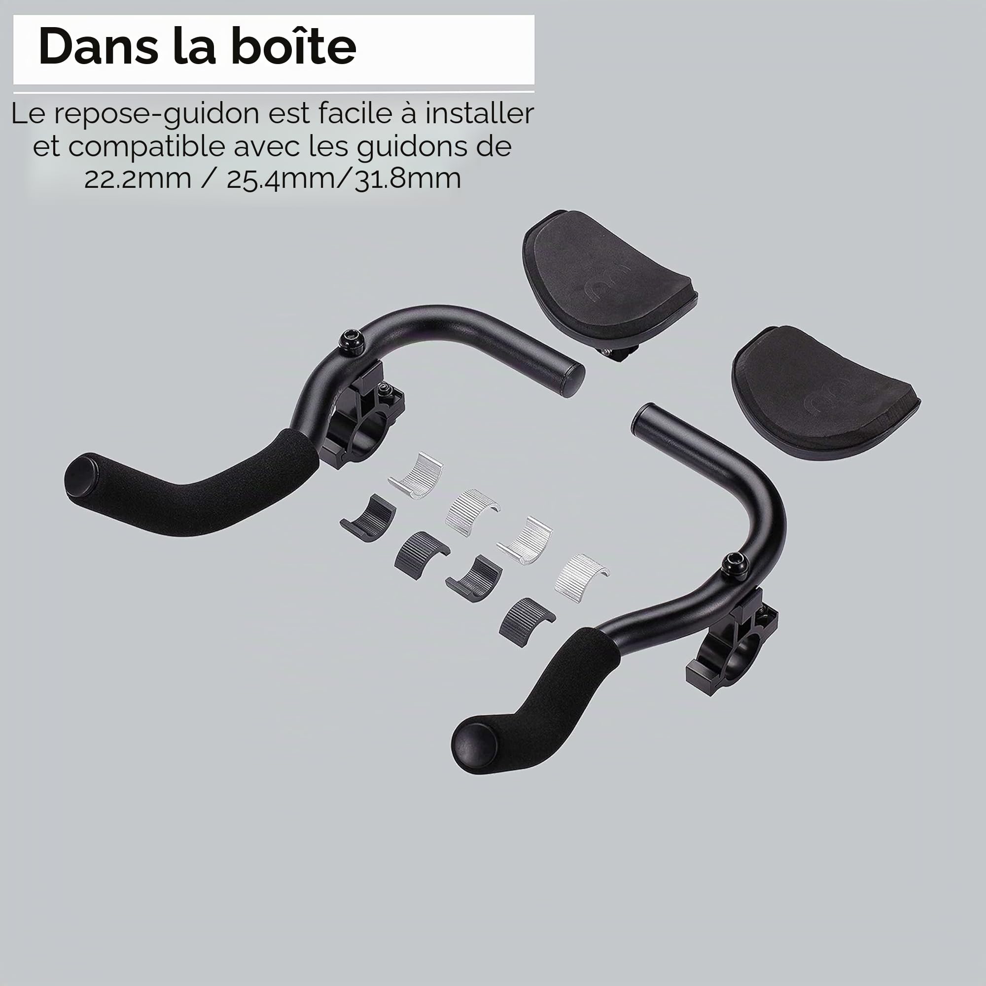 BBB Cycling AeroComfort Aerodynamic Handlebar Attachment - 35 mm Height Aluminium Armrest for Road Bikes and Triathlon - Non-Slip Grips BHB-59
