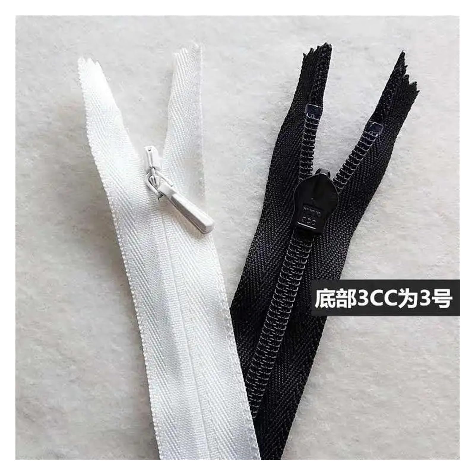 Unsichtbarer Reißverschluss 10 teile/los 3# Unsichtbarer Reißverschluss 25-60 cm Schwarz Weiß for Kleid Rock Reißverschlüsse for Nähen(WHITE,60CM)