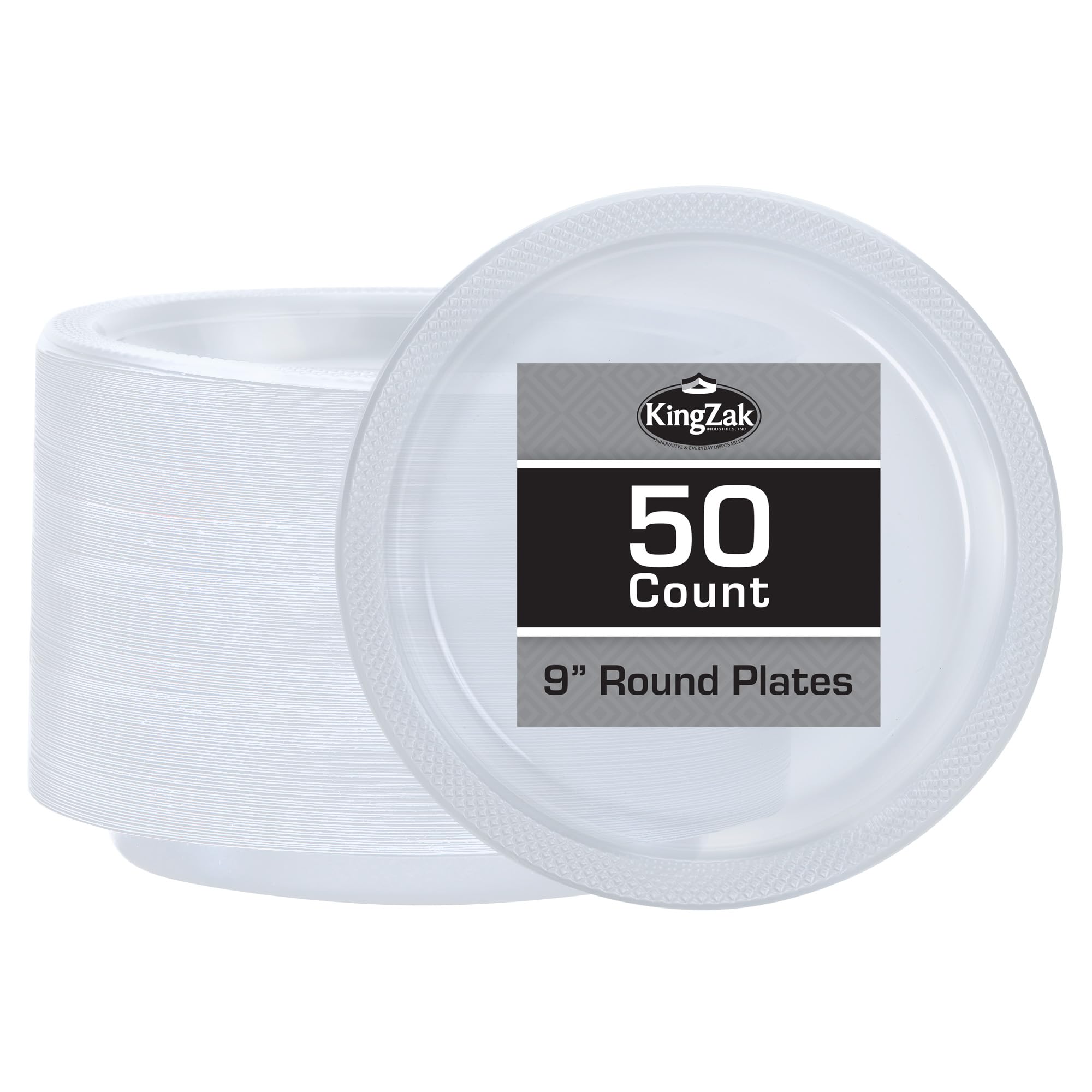 Clear Solid Color Premium Heavy Weight Plastic Dinner Plate (9") 50 Count - Elegant & Durable for Parties & Events