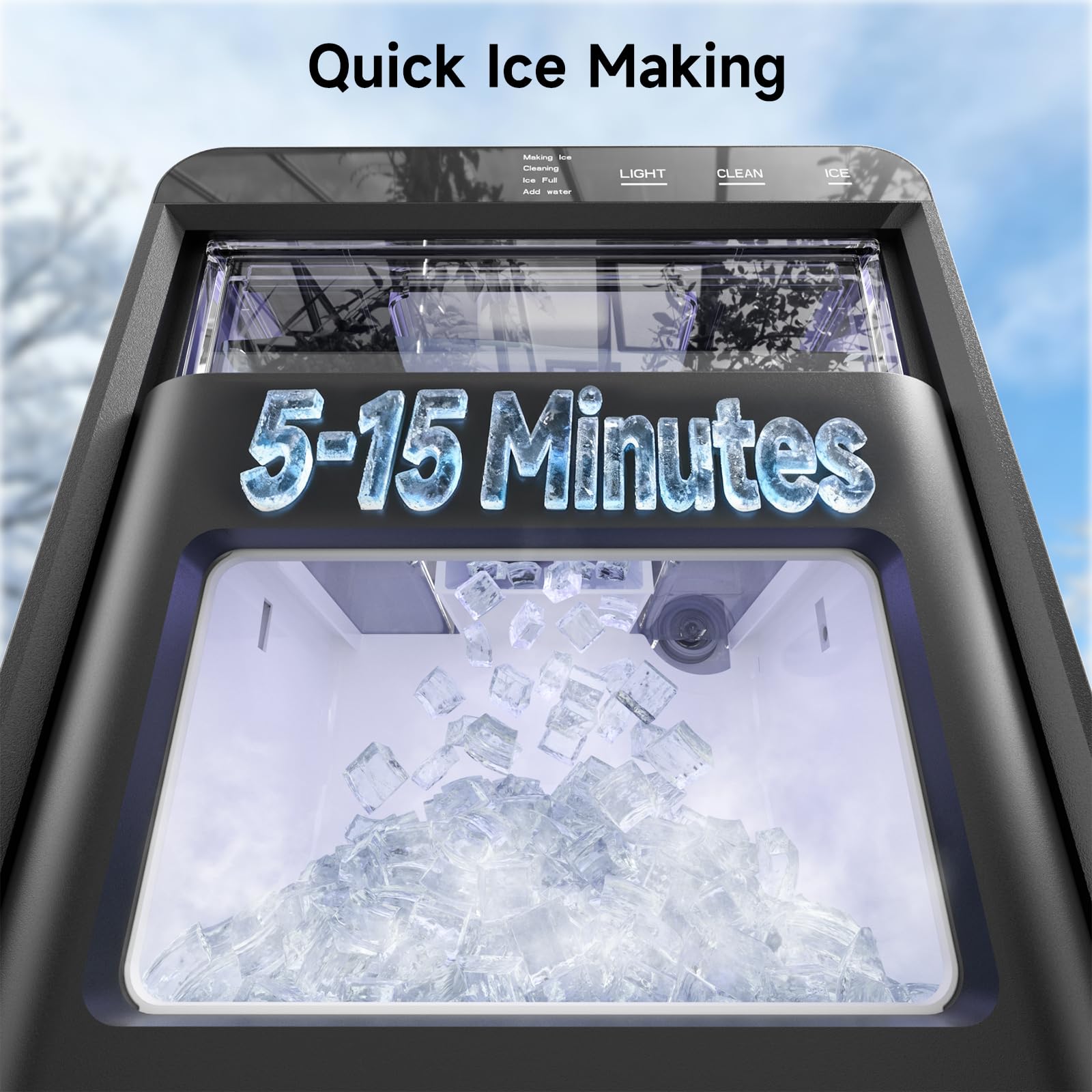 Etl Approval Nugget Ice Maker Countertop, 45lbs/24h Pebble Ice Maker With Water Tank, Soft Chewable Pellet Ice Machine With Self-Cleaning For Kitchens/Home/Office on Fridge.com - View 4