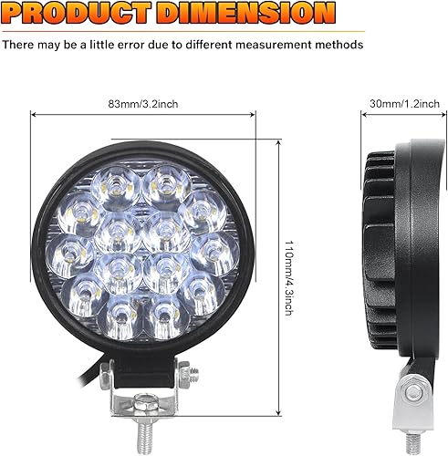 Miniatura 2 de Willpower 4 unidades de 3.2 pulgadas 42 W mini luz de trabajo LED ultra fina haz LED Pods Offroad luces de conducción 12V 24V Lámparas antiniebla