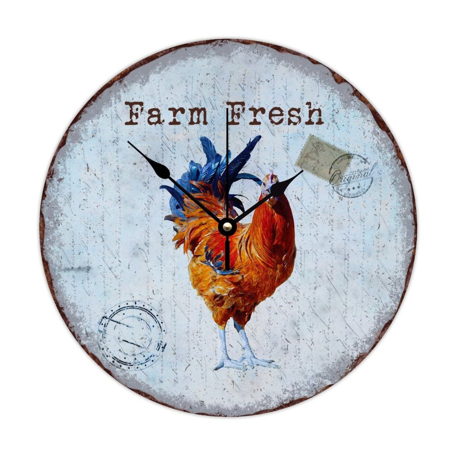 Horloge murale en bois coq pour salon et cuisine ambiance rustique