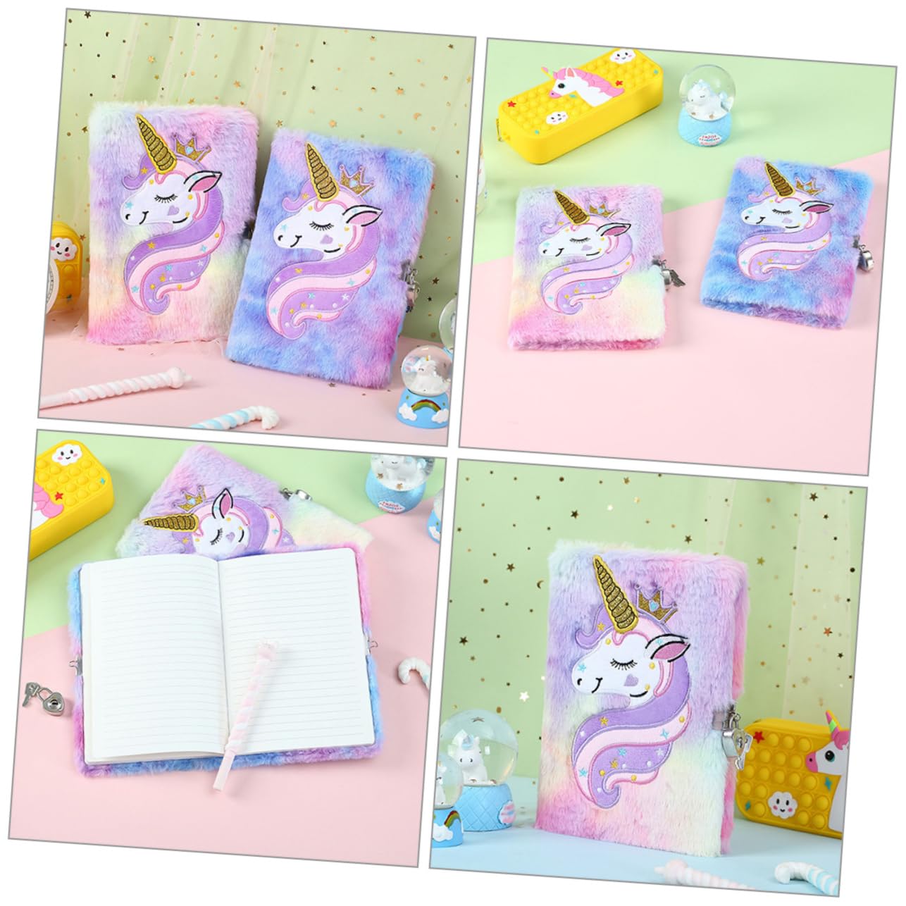 MAGICLULU Plüsch Tagebuch mit Schloss, 2 Stück, A5, für Jugendliche