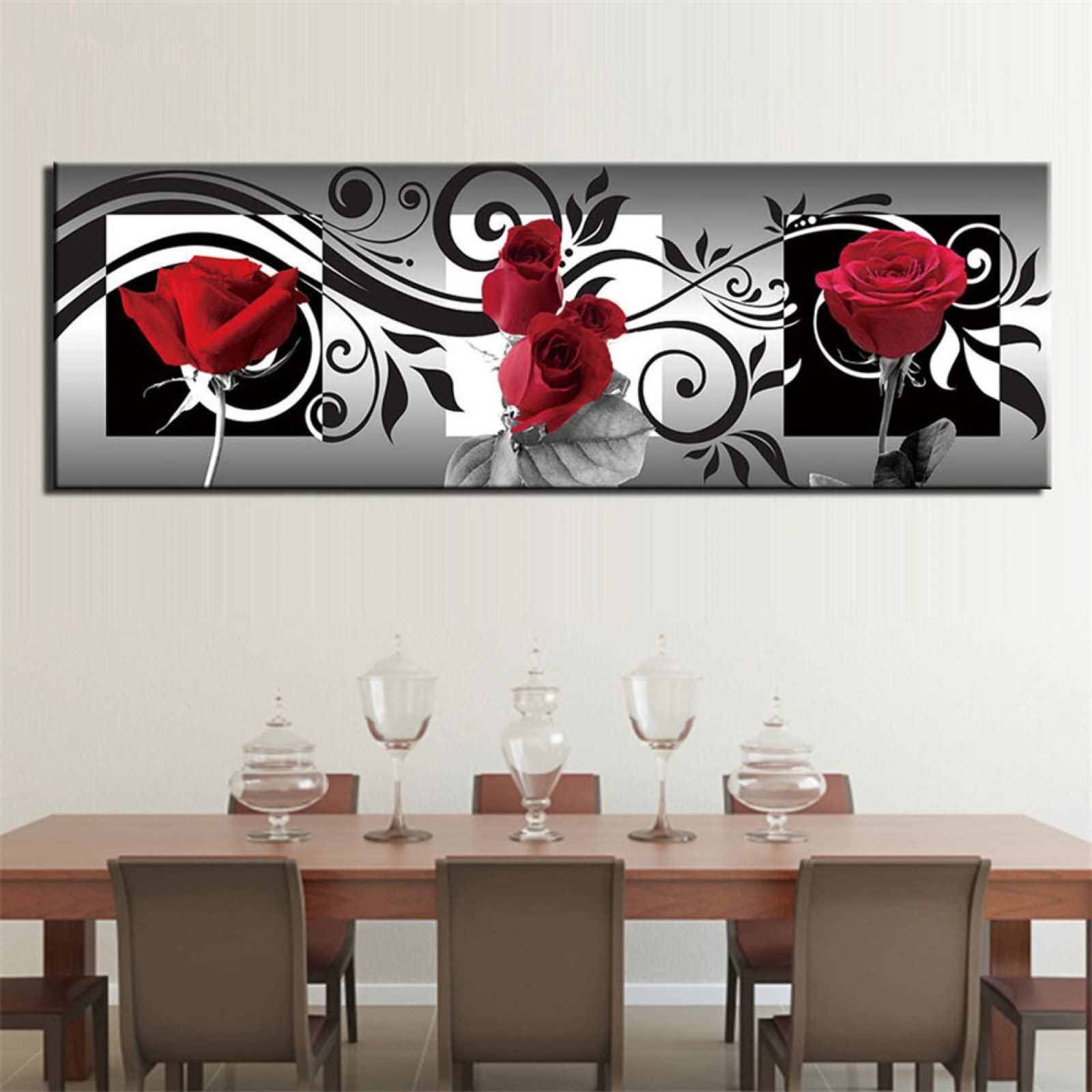 5D DIY Diamond Art Painting Kit,Diamond Painting Kit Completo, Diy Pittura Diamante, Fai Da Te Ricamo Strass Punto Croce Diamante Kit Disegno, Craft Arts for home Wall Decor（rosa rossa 50x100cm）
