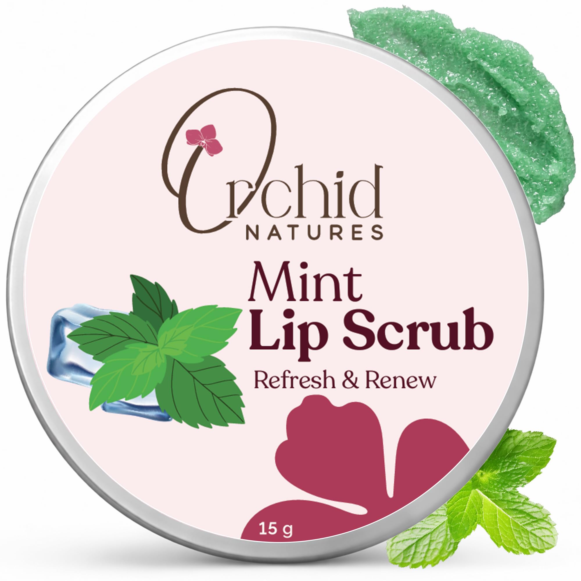 Orchid Natures Herbal Mint lip scrub|Moisturizes with fresh|Best Before Balm|Suitable for Men and Women|For Dry,chapped and Smoker lips mint lip scrub-15g-image-37