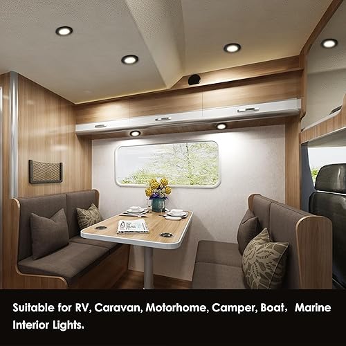 Miniatura 6 de Facon Luz LED de disco de 3 pulgadas, 12 V, súper delgada, empotrada, luz interior de 12 voltios para casas rodantes, caravanas, caravanas,