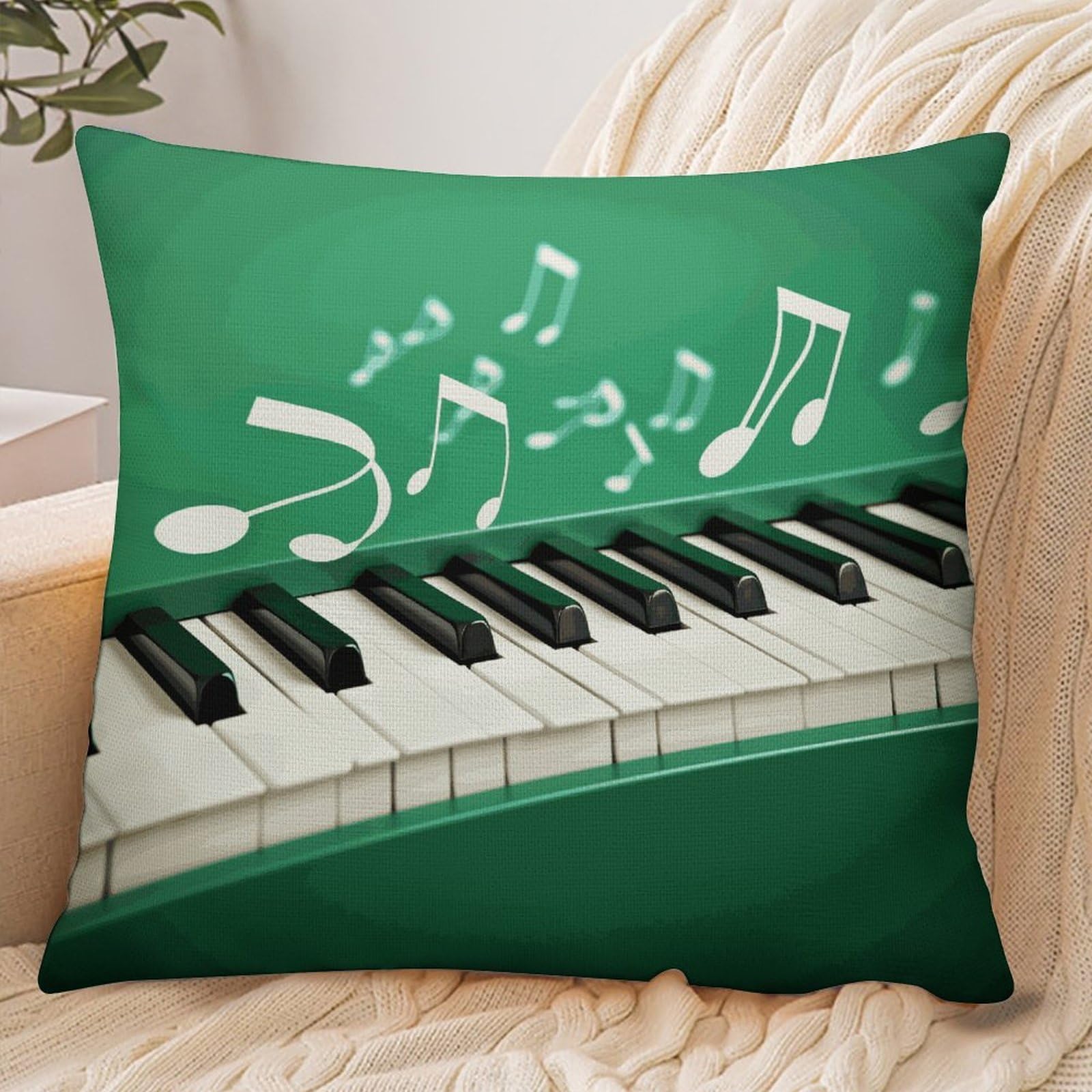 Fekiloot Style Green And White Piano Keys Pillowcase Pillow Sham Pillow Case