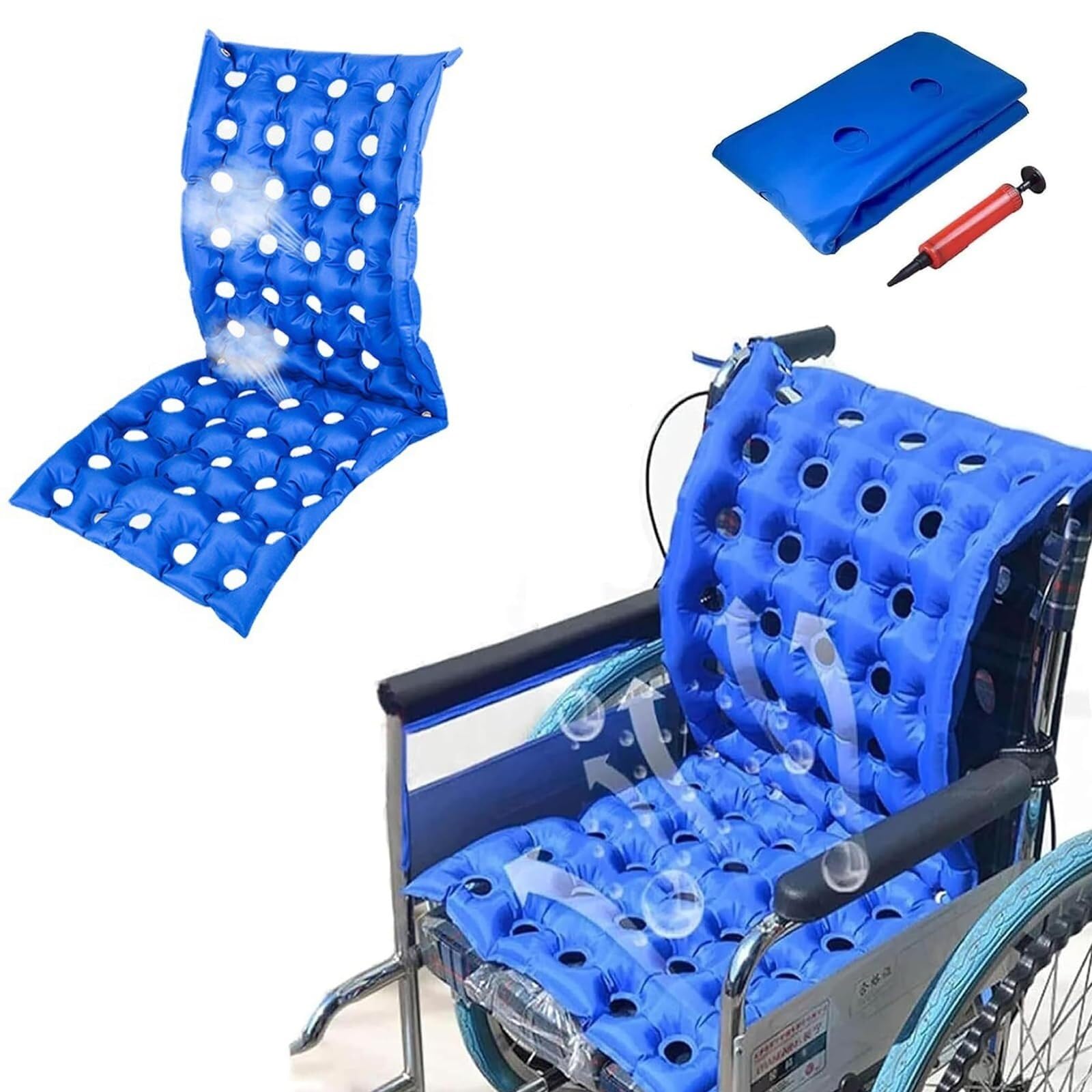 Materasso a pressione alternata con pompa elettrica, materasso ad aria anti-decubito con 55 prese d'aria, cuscinetto a pressione pieghevole gonfiabile in PVC, per anziani e disabili, prevenzione del