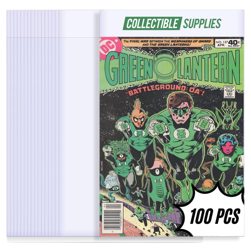 Resealable Current Comic Book Bags | Clear Comic Book Sleeves with Thick Material for Comic Book Protection | PVC-Free & Acid-Free (100 Pack)
