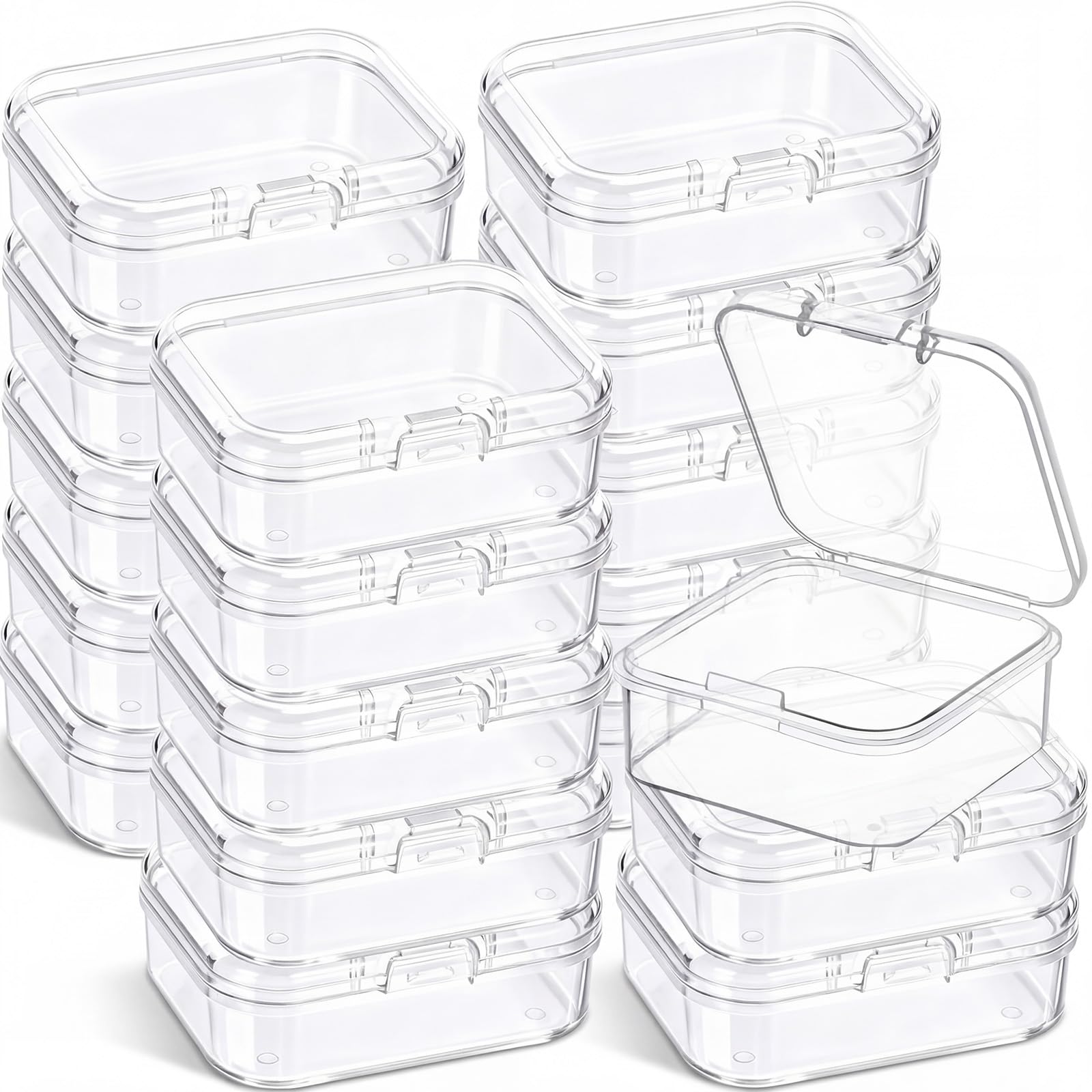 Jetec 18 Pieces Small Clear Plastic Storage Box, 1.7 x 1.7 x 0.8 Inch — image 1