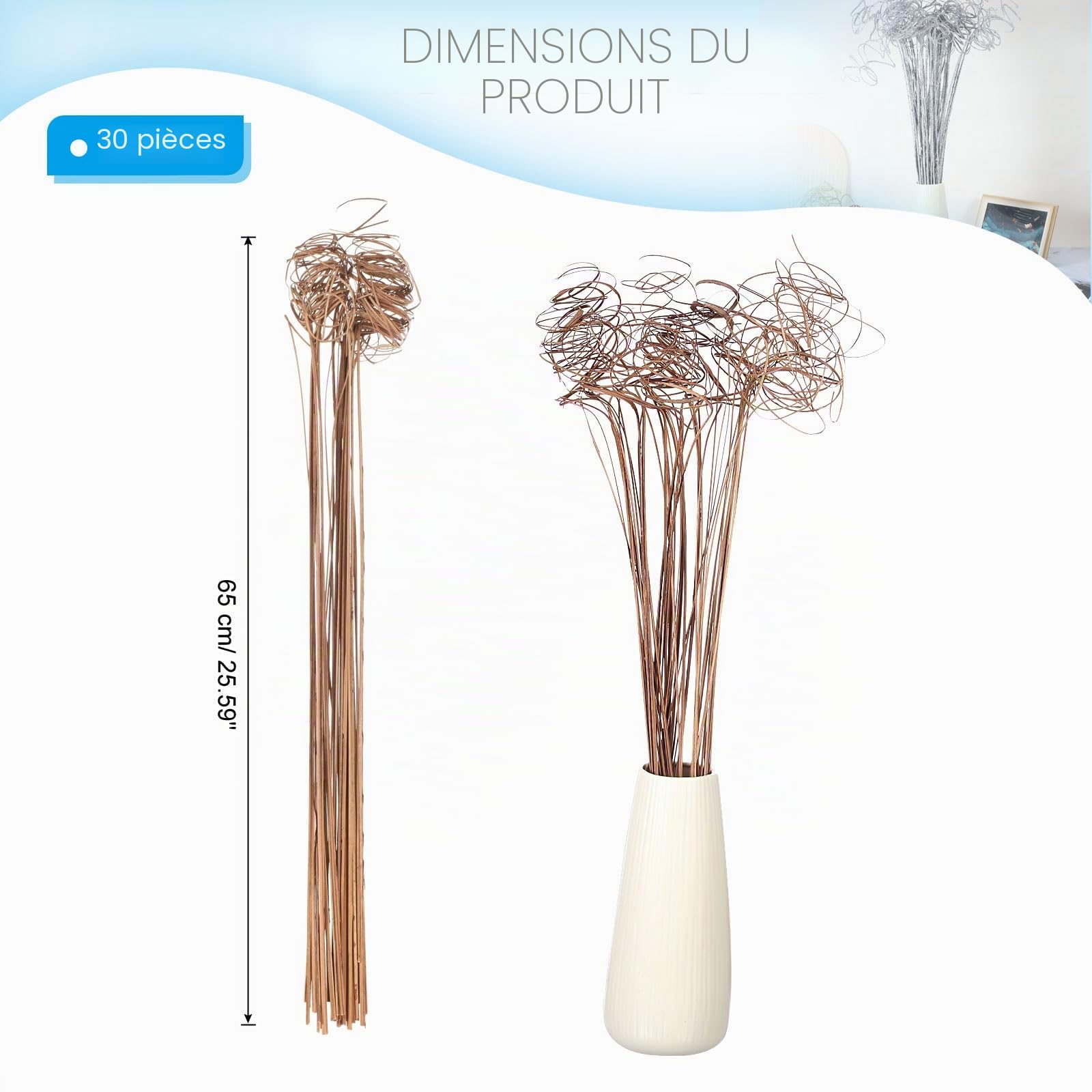 PATIKIL Brindilles Bouclées, 30 Pcs Branches de Saule Naturel Séchées Pics de Sapin de Noël pour Décoration de la Maison Cuisine Mariage Bricolage Couronnes Vases Cadeau, en Bois