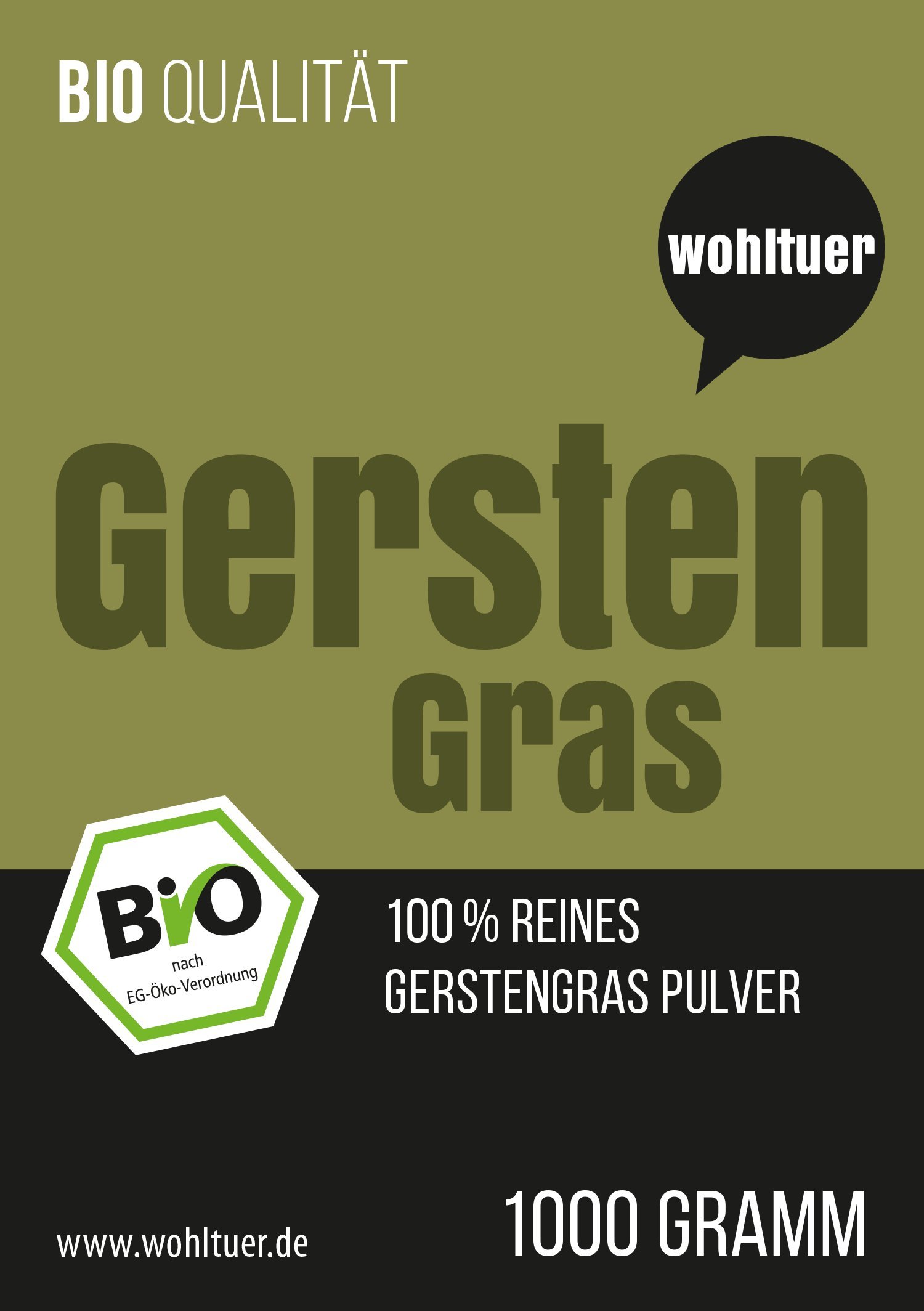 Wohltuer Bio proszek do trawy jęczmiennej 1000 g / ekologiczna trawa jęczmienna w jakości surowej – uprawa i obróbka w Bawarii