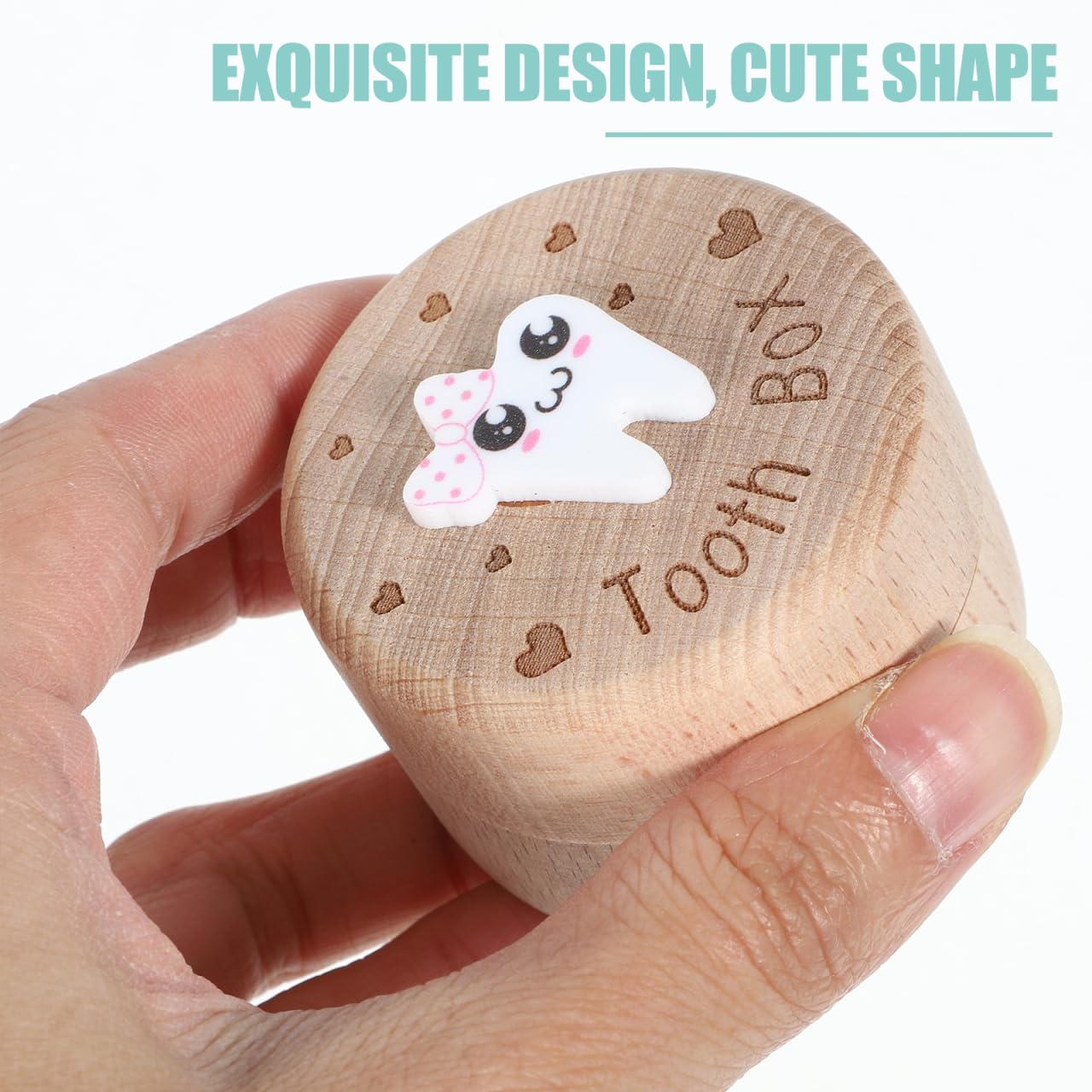 Abaodam Baby First Haircut Keepsake Box Wooden Haircut Storage Container for Boys Girls Nursery Decor 1.97X1.97X1.38In Cherished Memory Holder - Image 2