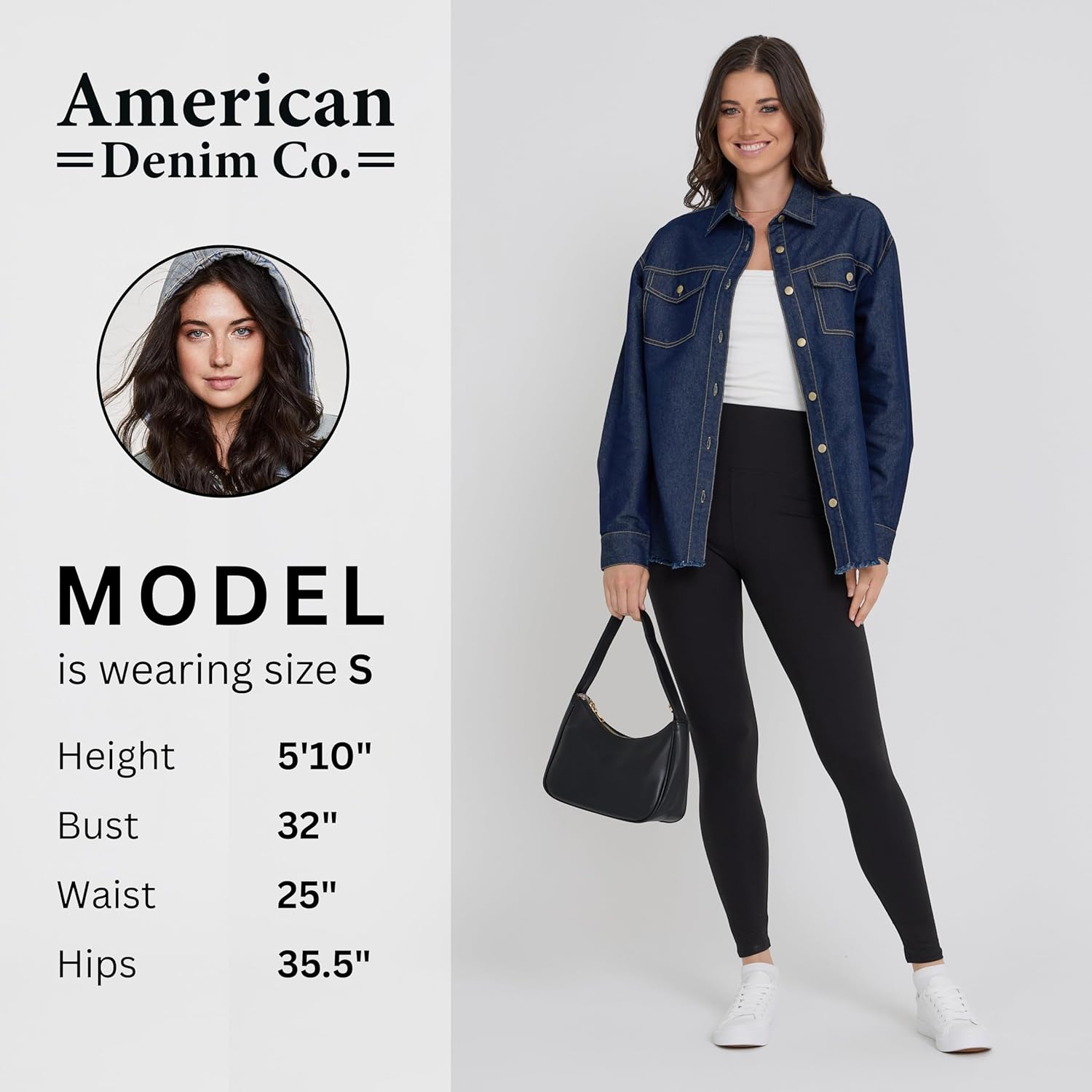 American Denim Shirt Women, Denim Tops Shacket Plus Size, Oversized Button Down Shirts for Women XS-3X - Image 4