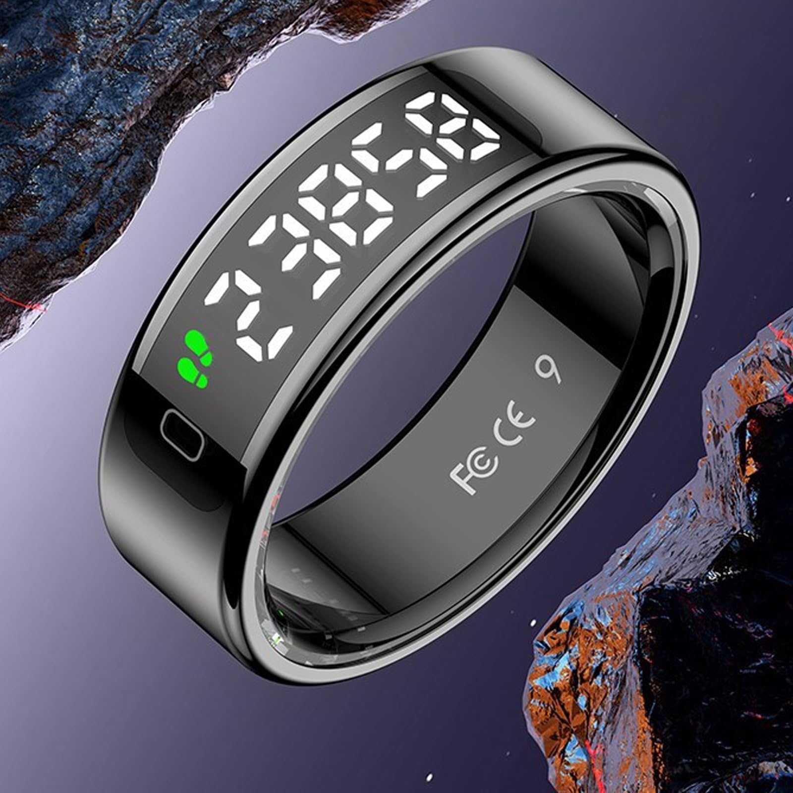 R15 Smart Ring Anello Smart Anello Intelligente con display,Anello Smart Fitness Tracker,Impermeabilità 5 ATM ricarica wireless iOS e Android Activity Tracker,Frequenza Cardiaca,SpO2,Sonno (L 20mm)