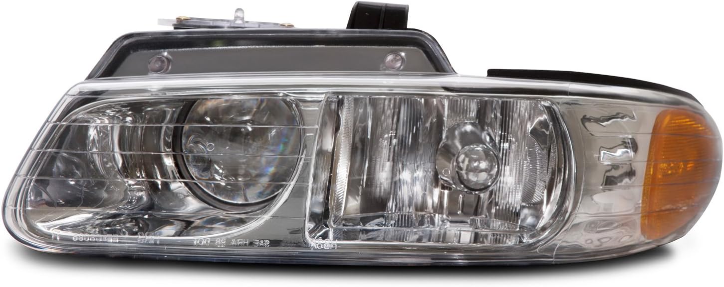HEADLIGHTSDEPOT Chrome Housing Halogen Headlight W/Quad Option Compatible with Chrysler Dodge Plymouth Caravan Town & Country Voyager Includes Left Driver Side Headlamp
