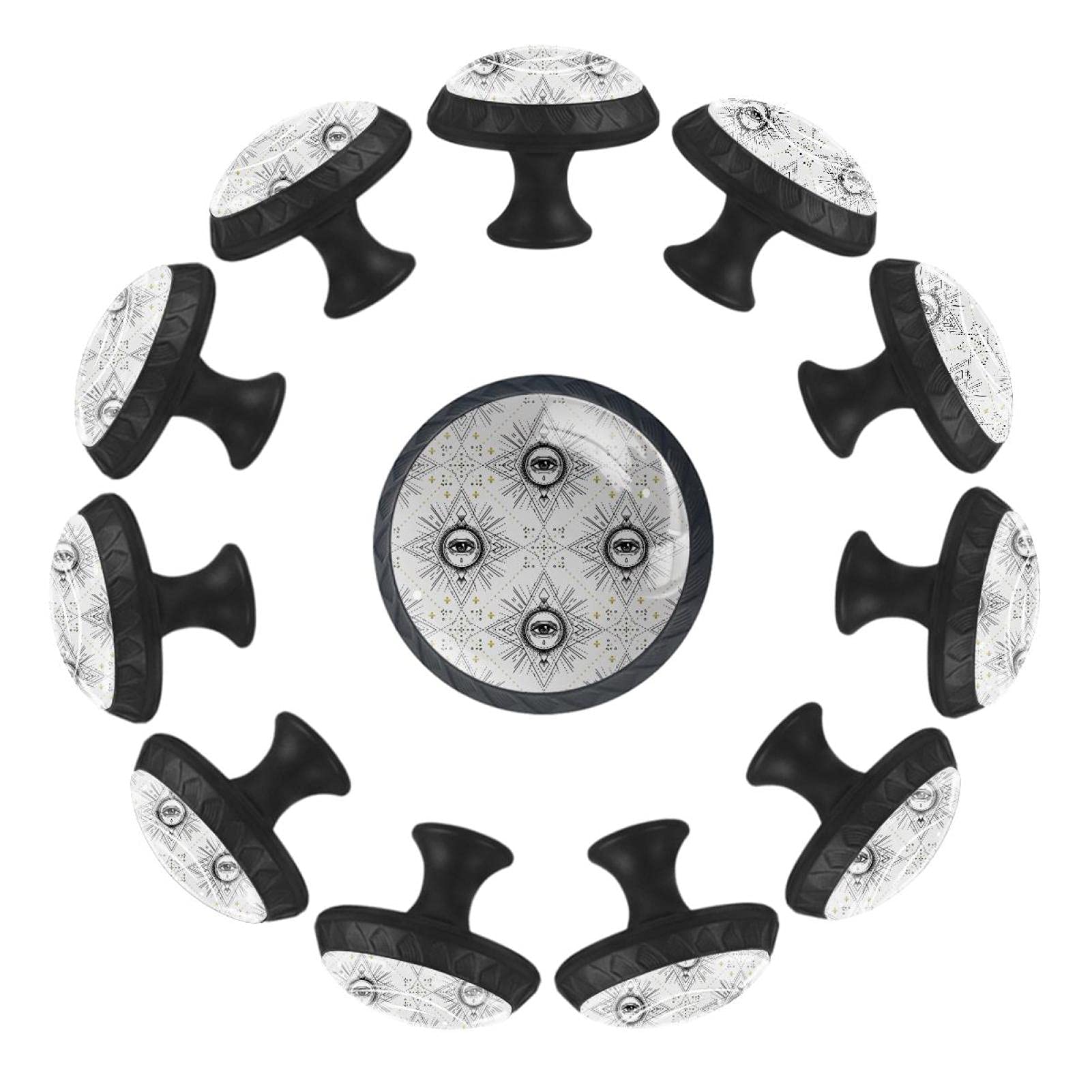 Boutons de tiroir ronds Géométrie Sacrée 35mm : lot de 12 poignées en verre pour commode