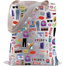 BLUPARK 80s Party Tote Bag Nostalgic Gift 80s Pop Culture Shopping Bag Birthday Gift for Best Friend