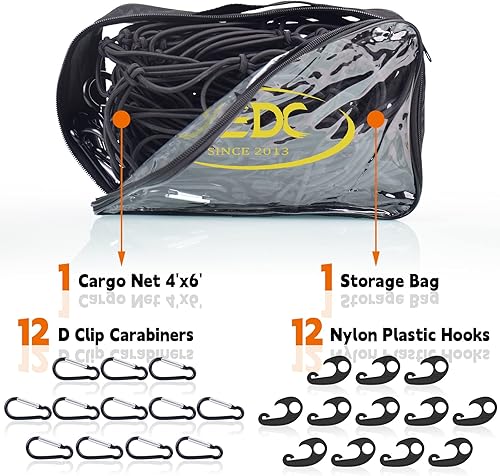 Miniatura 6 de DEDC Red de carga de 4 x 6 pies para camioneta pickup que se estira hasta 12 x 18 pies, red de carga universal para remolque de 4 x 4 pulgadas, red