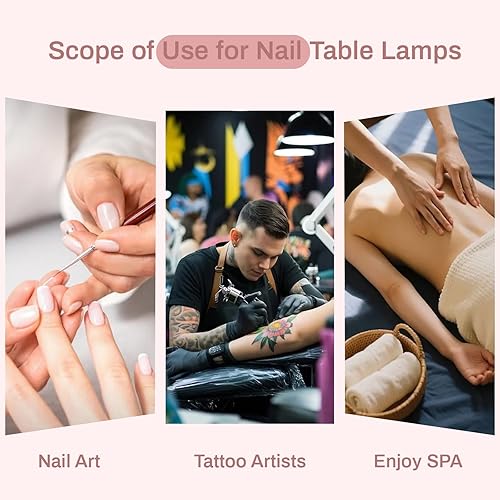 Miniatura 7 de Luz de media luna mejorada de 45 W para escritorio de uñas, lámpara LED de tecnología de uñas de 34 pulgadas con soporte para teléfono, lámpara de