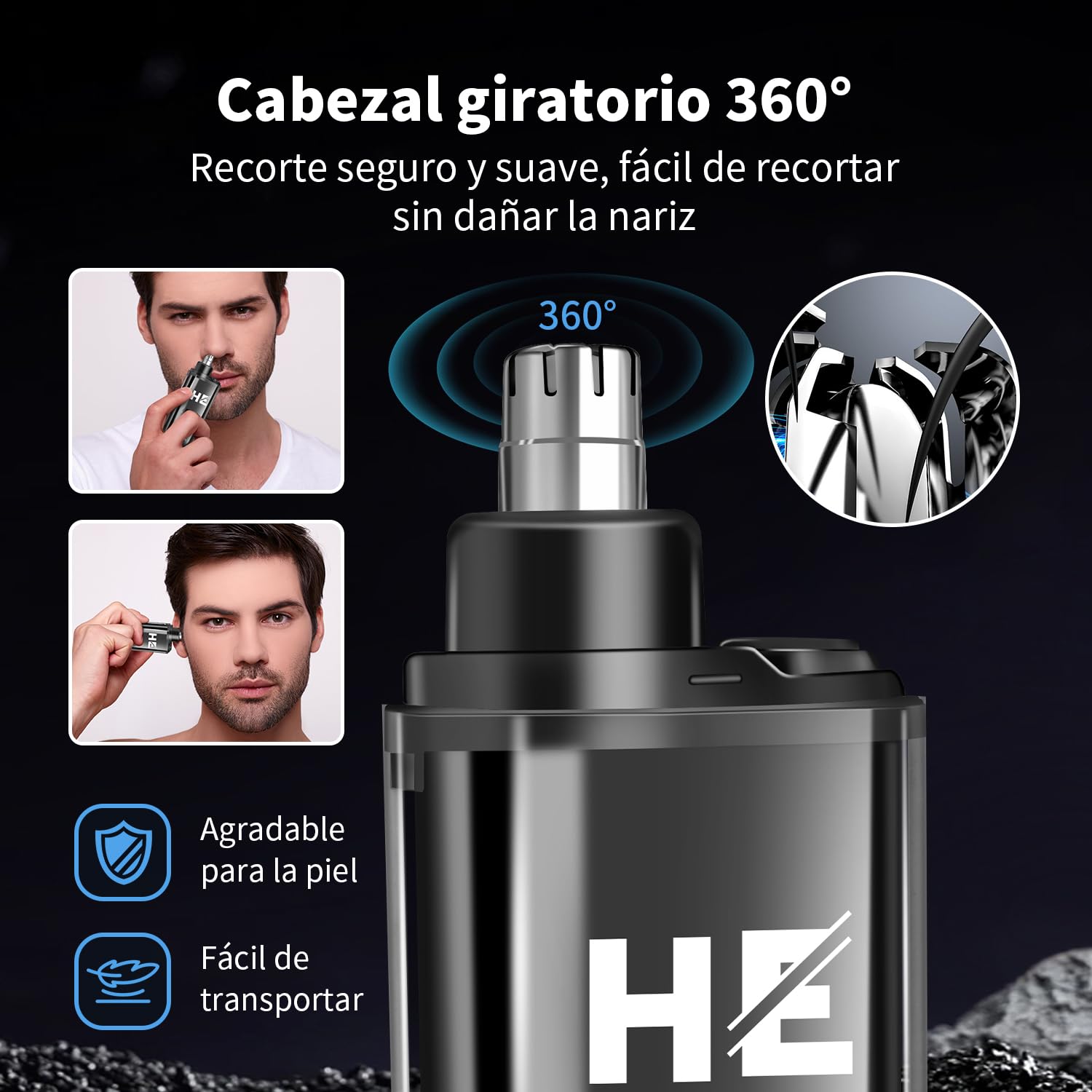 HIENA Pro Juego de Cortapelos Inalámbrico para Hombres con Recortadora Eléctrica Recargable USB, Maquinilla de Afeitar de Láminas y Recortadora de Nariz