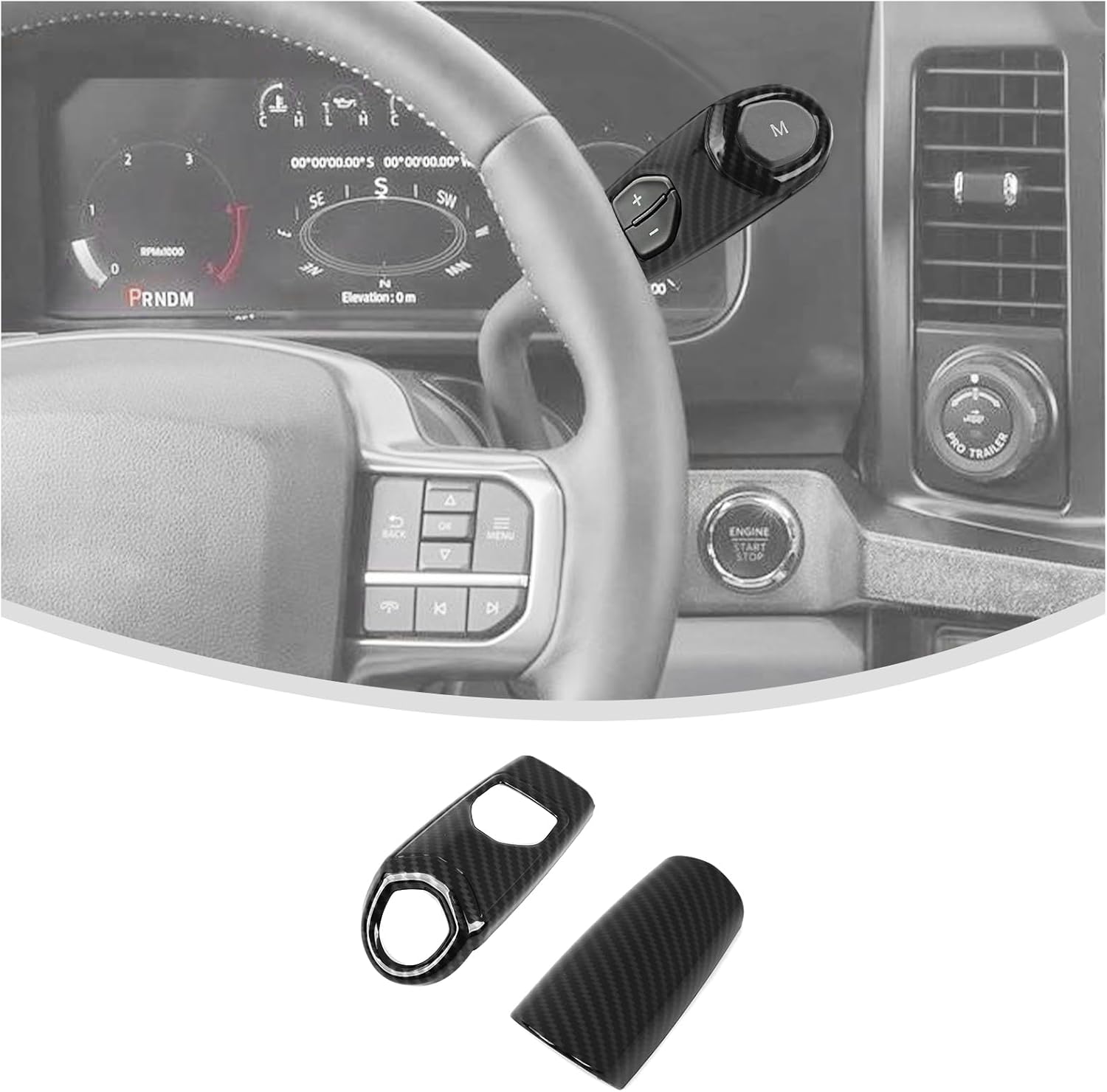 Linskip Column Shifter Cover Compatible with Ford F150 2021 2022 2023 2024 2025+, Steering Wheel Column Gear Lever Trim for F150 Interior Accessories Carbon Fiber Black