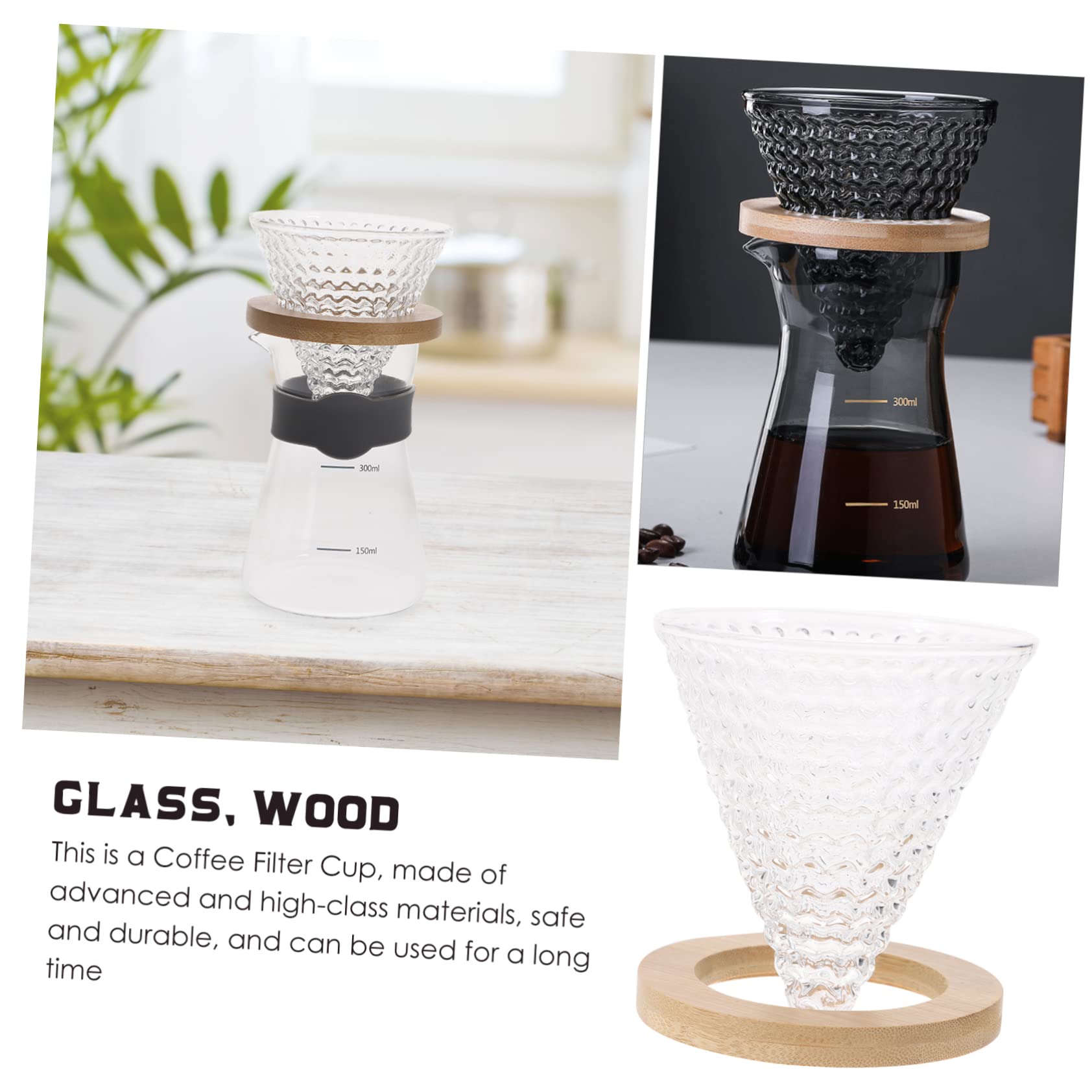 Cabilock 2 Juegos Recipiente Filtro cónico Filtro café cónico Portafiltro para Tazas Vasos y ollas pequeñas Accesorios y Filtro Espesar Taza Filtro Papel Filtro tazón Filtro