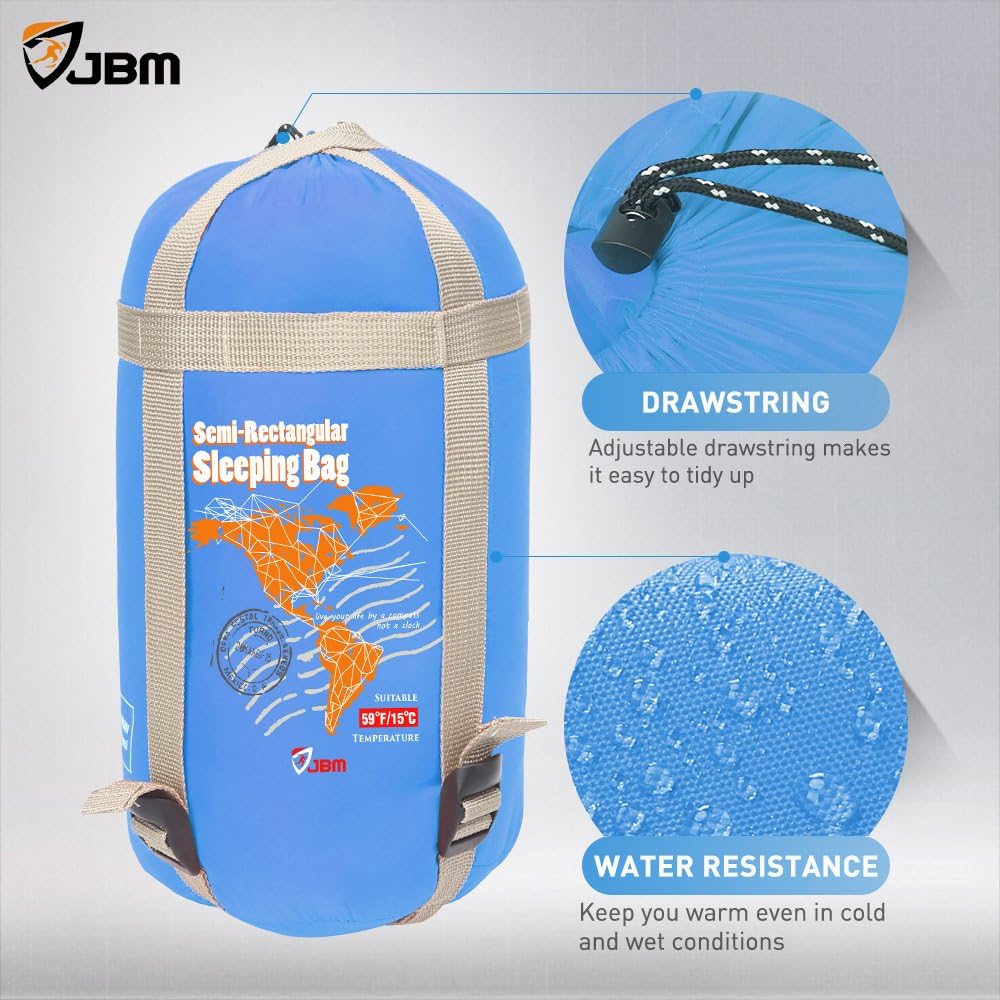 JBM Camping Sleeping Bag with Compression Sack, Lightweight and Waterproof Comfort Adults & Kids Sleeping Bags for 4 Seasons Camping/Traveling/Hiking/Backpacking/Outdoor