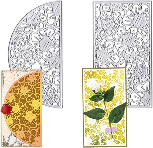 Hying Troqueles de corte de marco de ventana de flores para hacer tarjetas, marco de tarjetas de margaritas florales, troqueladas, plantillas