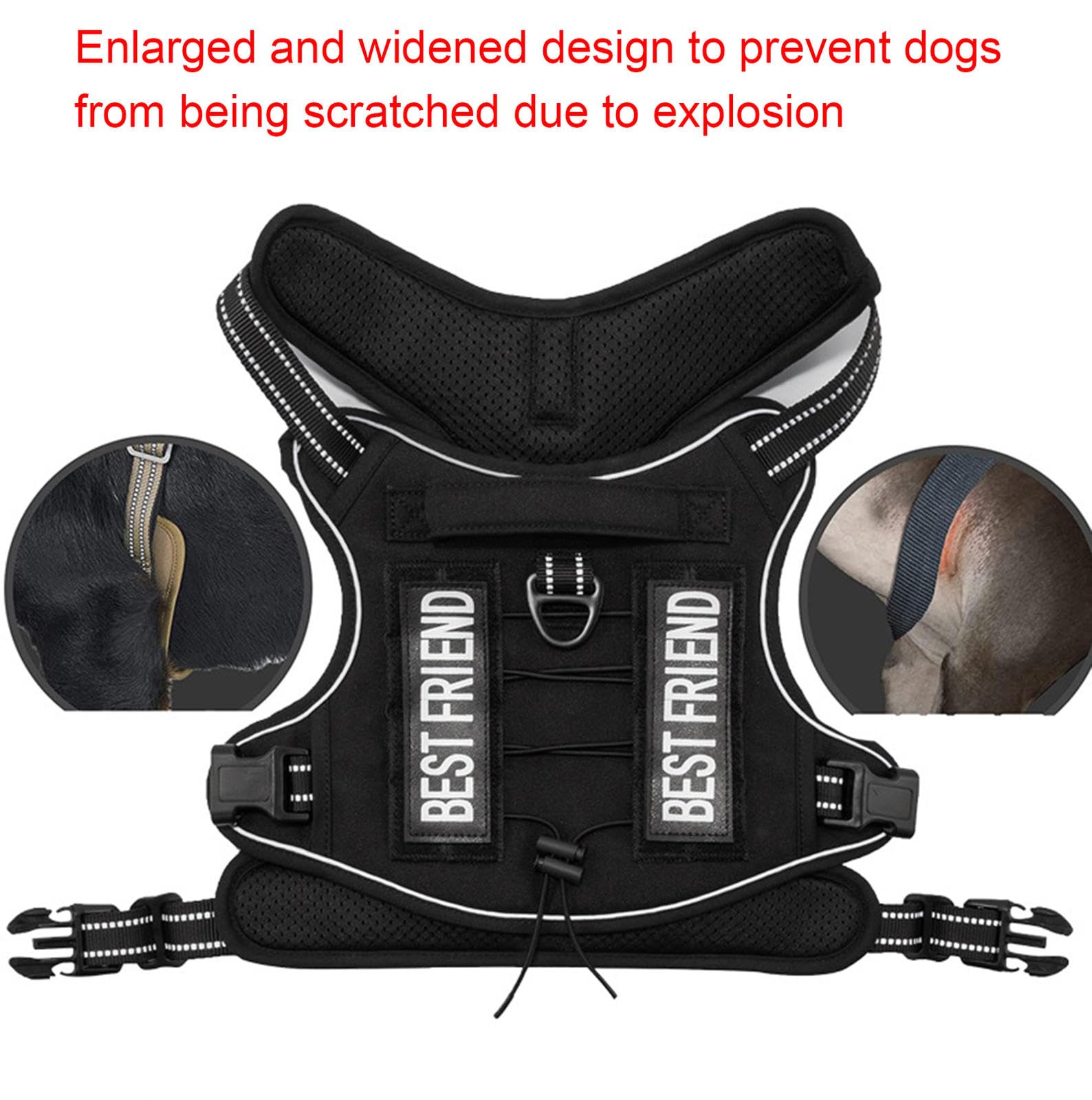 Arnés Táctico Antitirones para Perros, Chaleco Transpirable Ajustable para Mascotas, Arnés para Perros Medianos y Grandes, Materiales Militares Reflectantes,H-Medium