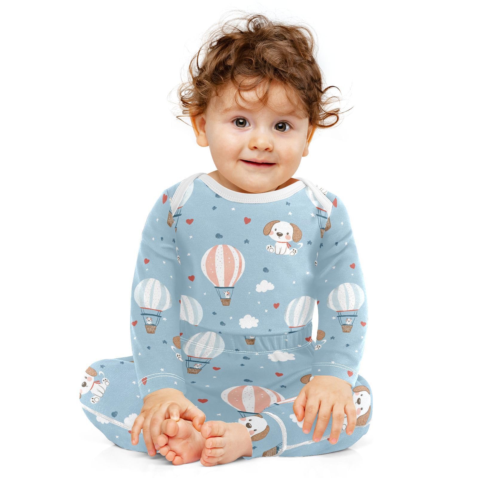 vvfelixl Baby Bodysuits Pants Sets Cute Dog Air Balloon Long Sleeve Baby Onesie Clothes for Boys Girls 3-6M
