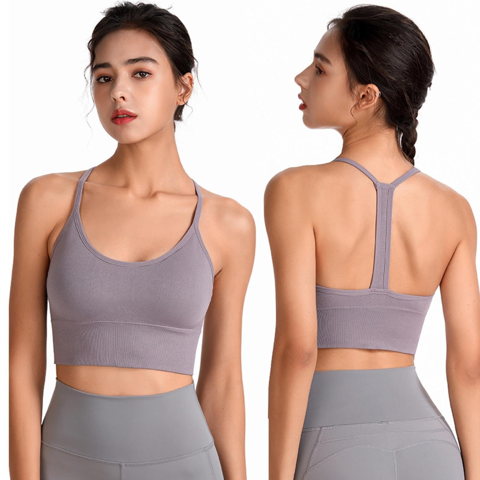 Reggiseno Sportivo da Donna Crop Top Tessuto Super Morbido Spalline Larghe Top da Palestra Tinta Unita Abbigliamento Sportivo Sexy Top Sportivo per Reggiseni Attivi all'aperto