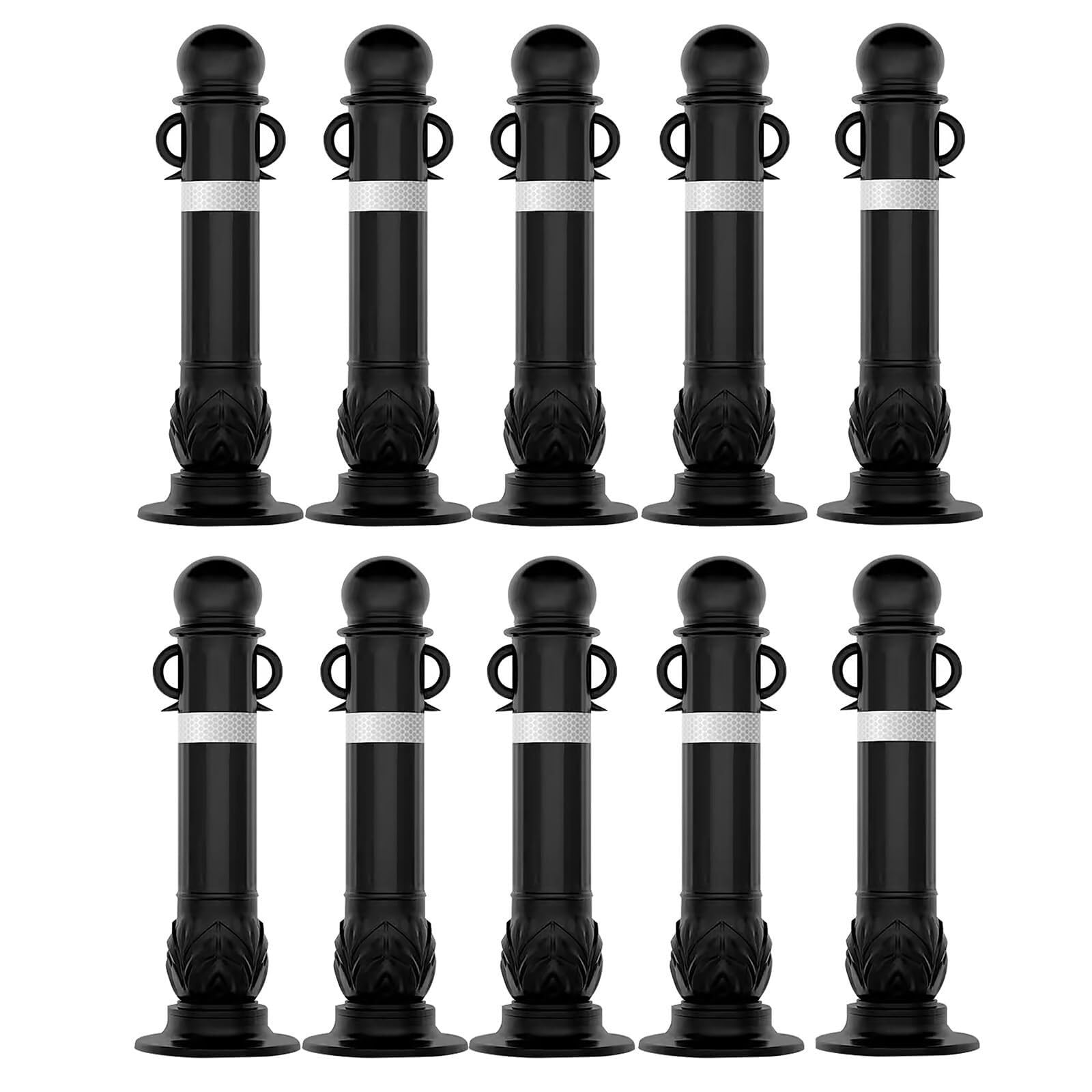 HCZKIUJY Parking Barrier Black Safety Traffic Caution Cones with Reflective Bands for Construction Sites (10 pack)
