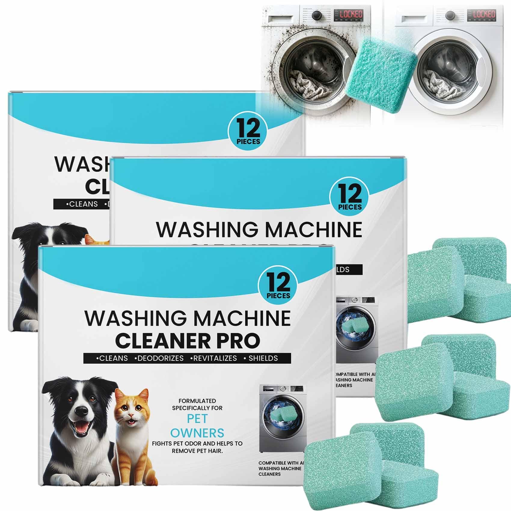 Fellex Waschmaschinenreiniger Pro, 36 pcs mit Keratinase Tierhaare | KeraCLEAN Reiniger Hundedecken-Tiefenwirksame Tabs löst Tiergerüche und Schmutz in Trommel und Dichtungen nach Haustierwäsche
