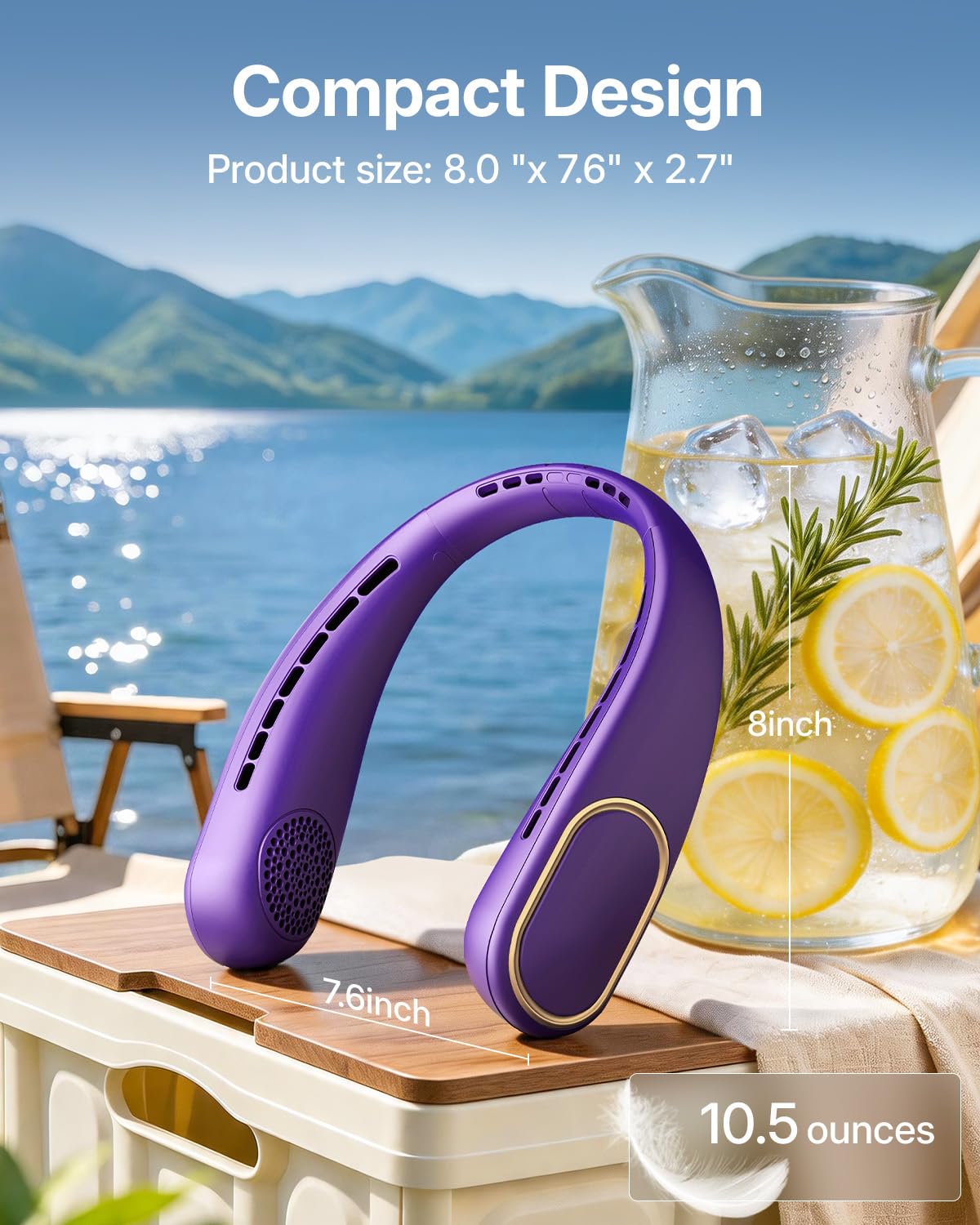 SHEWIND Ventilador de cuello portátil, ventilador personal manos libres, ventilador recargable sin aspas con batería de 5000 mAh, pantalla digital, 4 velocidades, regalos de cumpleaños para hombres
