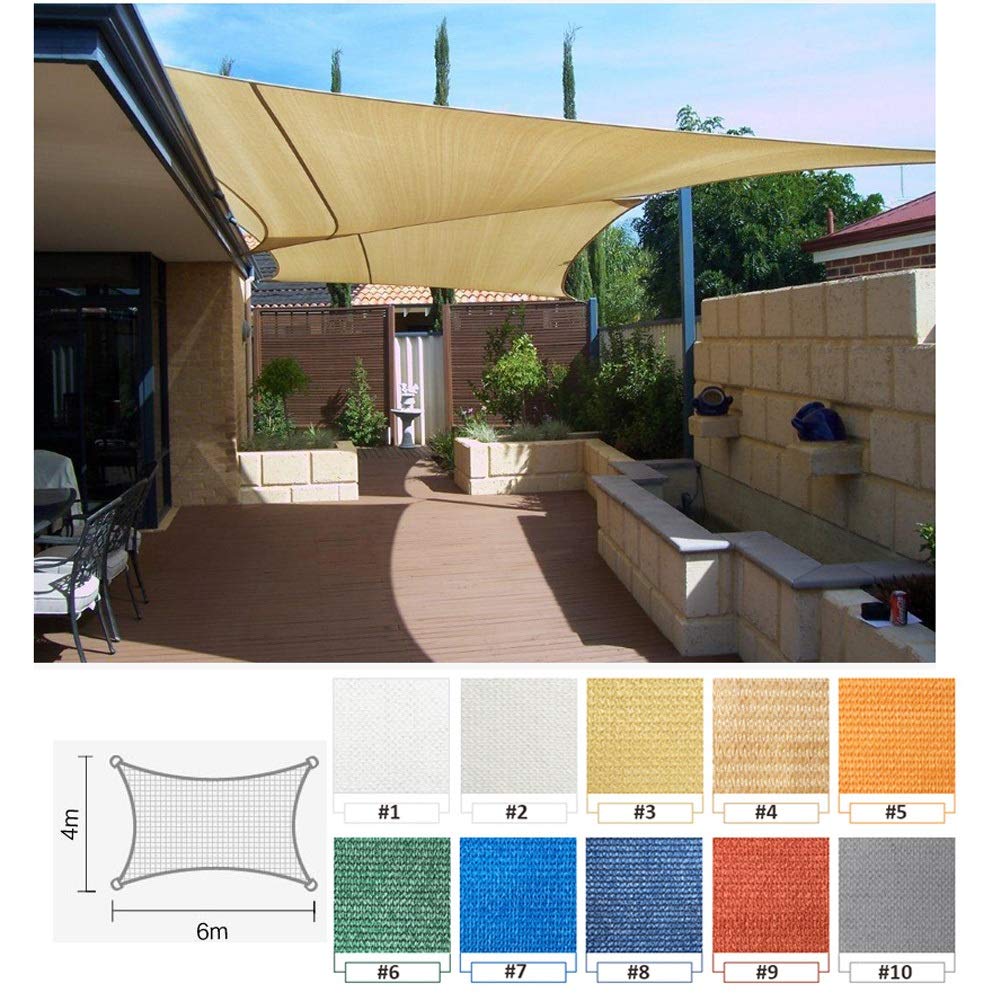 Amazon Co Jp Uvカット シェード セイル 長方形オーニング シェードシェード セイル 日除けシェード ベランダ 廊下 庭下 庭先用 Uvカット Hdpe 185g M 3 6x3 6x3 6m 10色 Color 4 Size 4x6m ホーム キッチン
