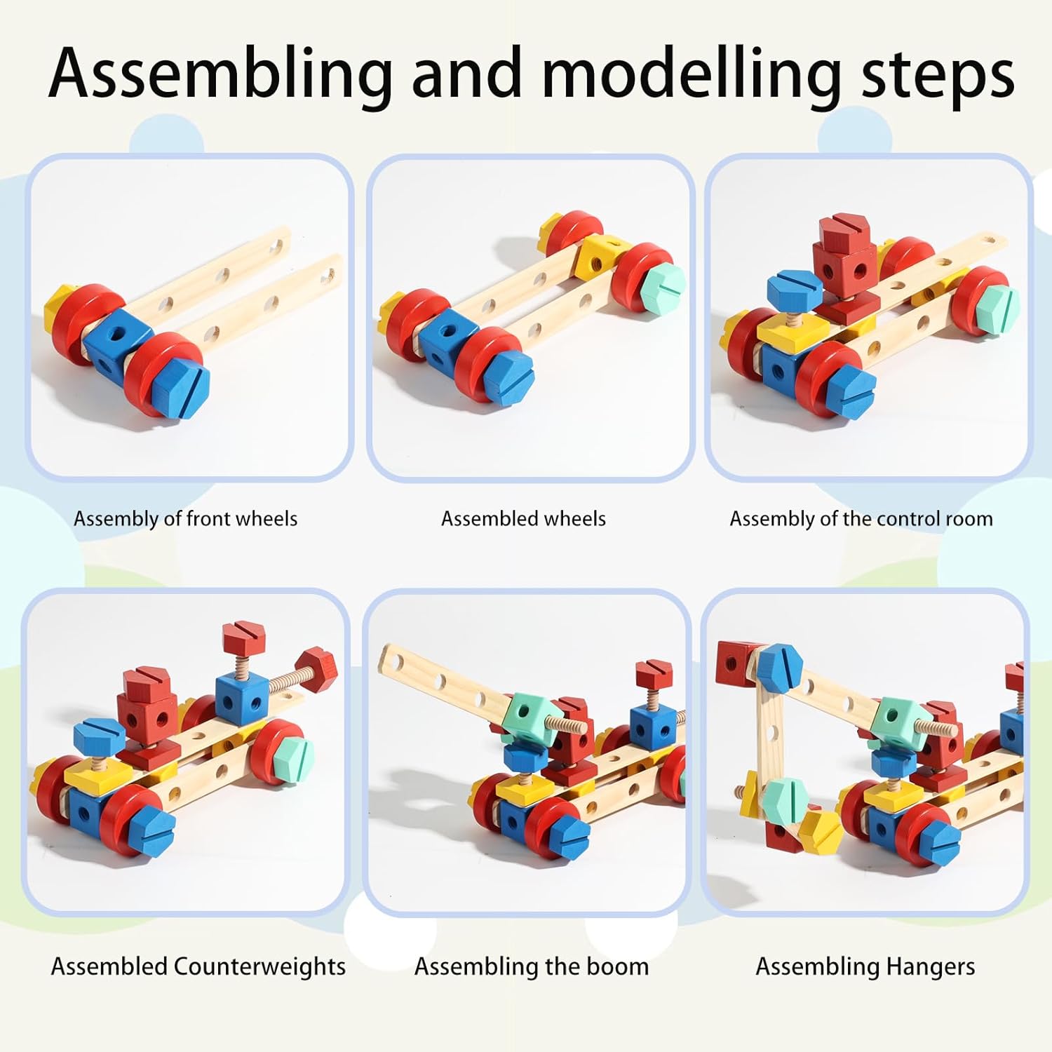 LOVELAND Wooden Nut & Bolt Building Toy for Kids Montessori STEM Construction Set with Tools, Educational Building Blocks for Toddlers Ages 3+ (Boys & Girls)