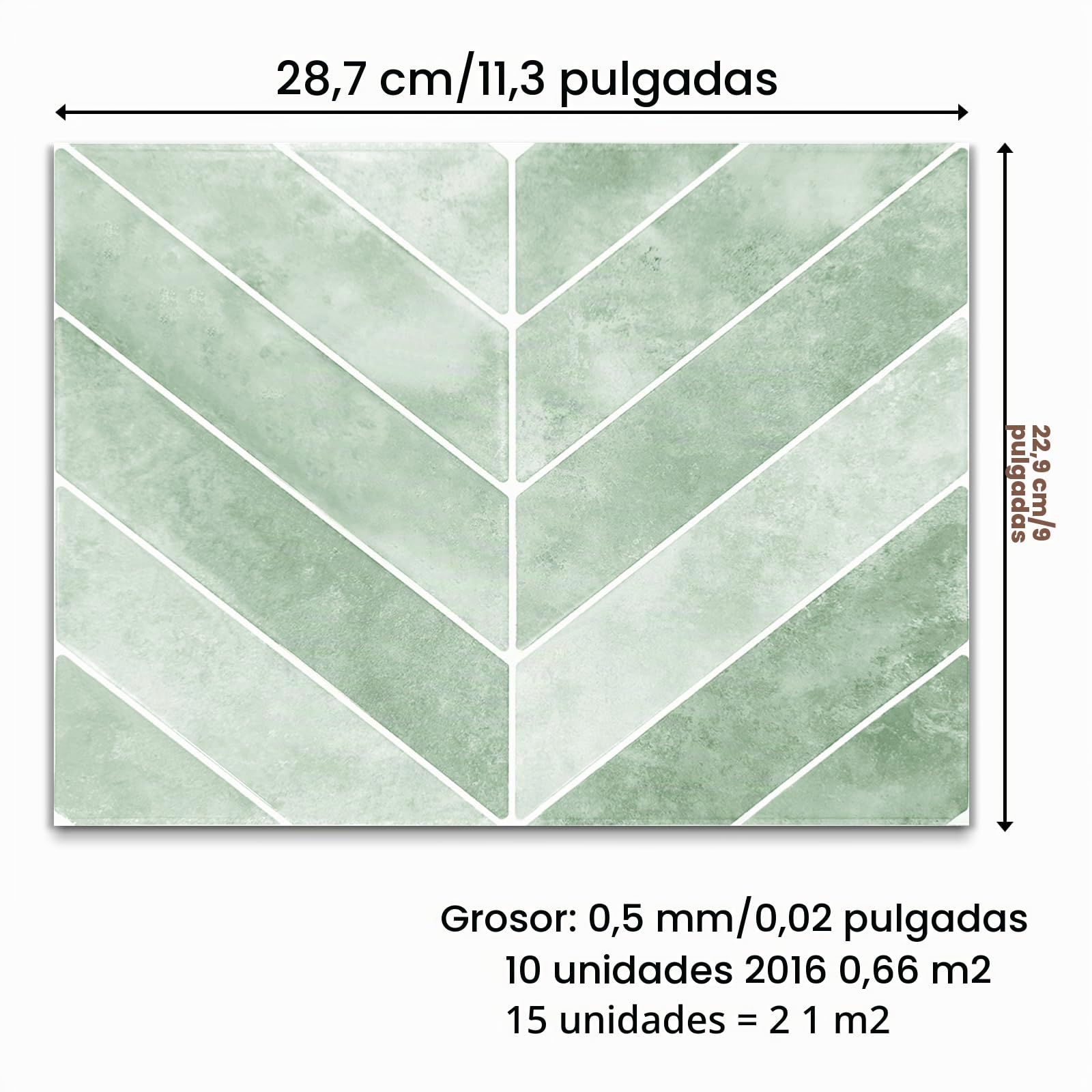 Adhesivos para Azulejos 28,7×22,9 cm, Impermeables 3D (Verde, 20 Unidades)