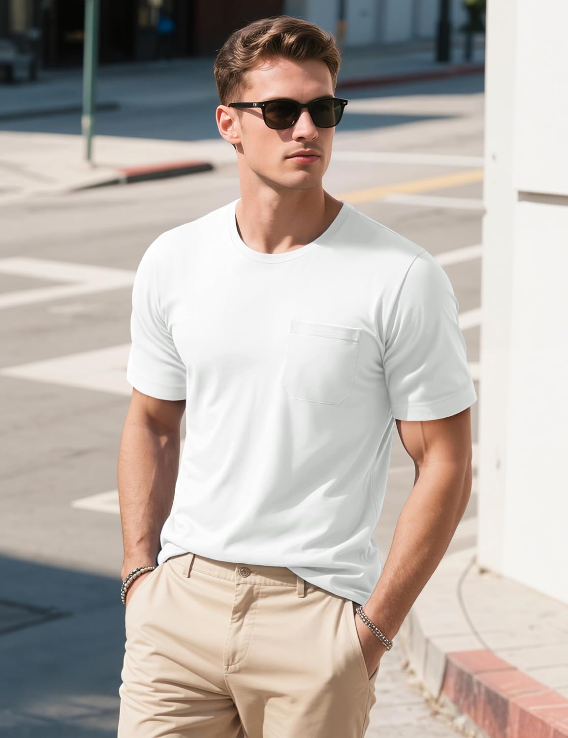 MAGCOMSEN Mens Pocket Tee Shirts UPF 80+ Sun Protection Shirts Lightweight Moisture Wicking Crewneck Casual Summer Tees - Image 2