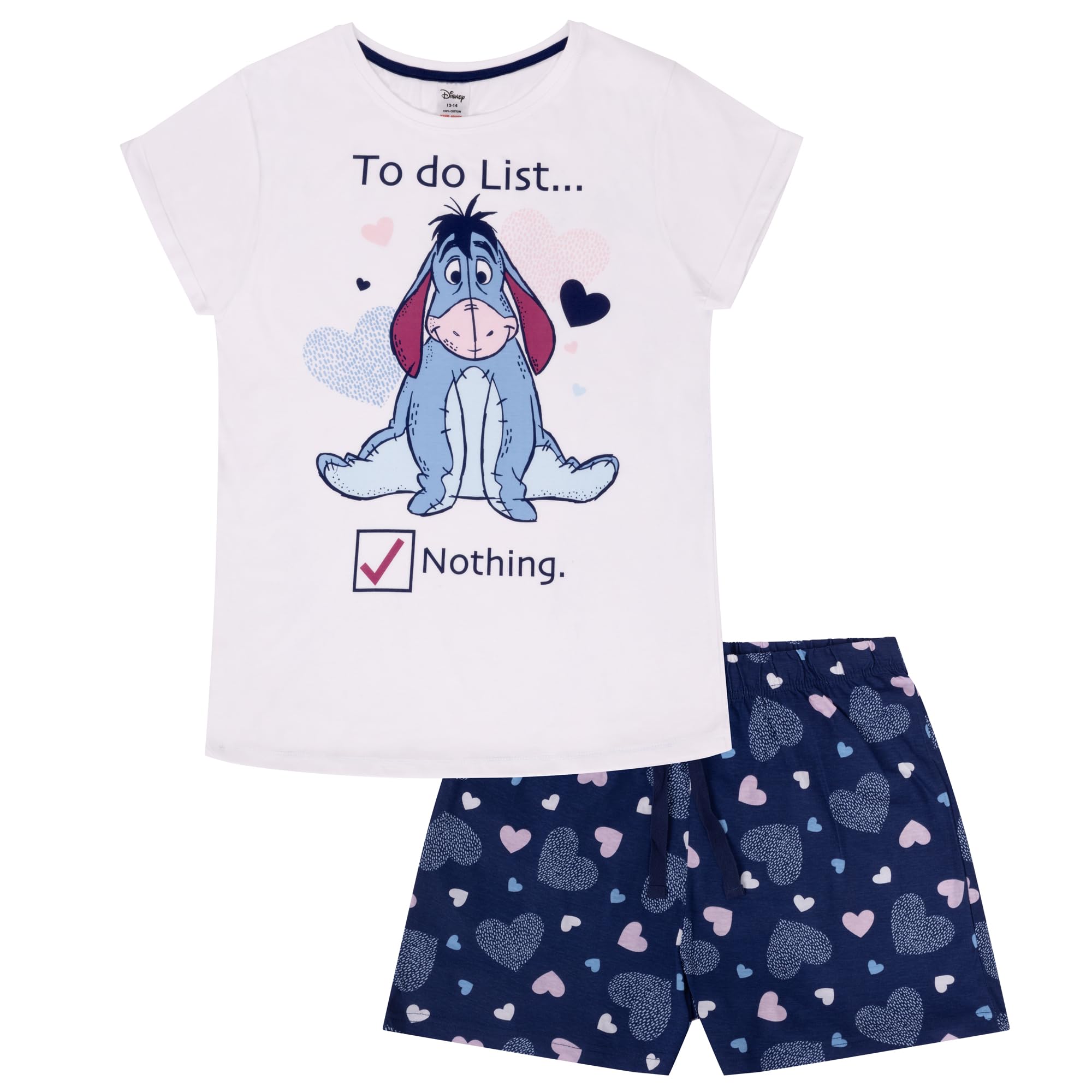 Disney Eeyore Womens Short Pyjama Set 100% cotton Licensed Winnie the Pooh Gift UK 8-26