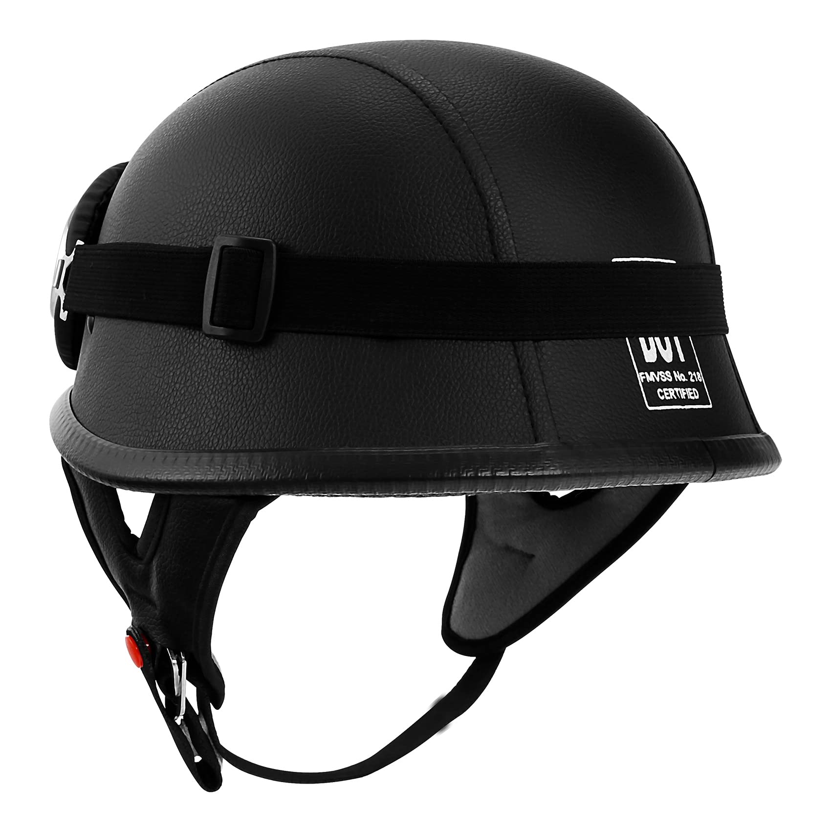 XFMT DOT German Style Motorcycle Half Helmet Open Face Crusier Leather