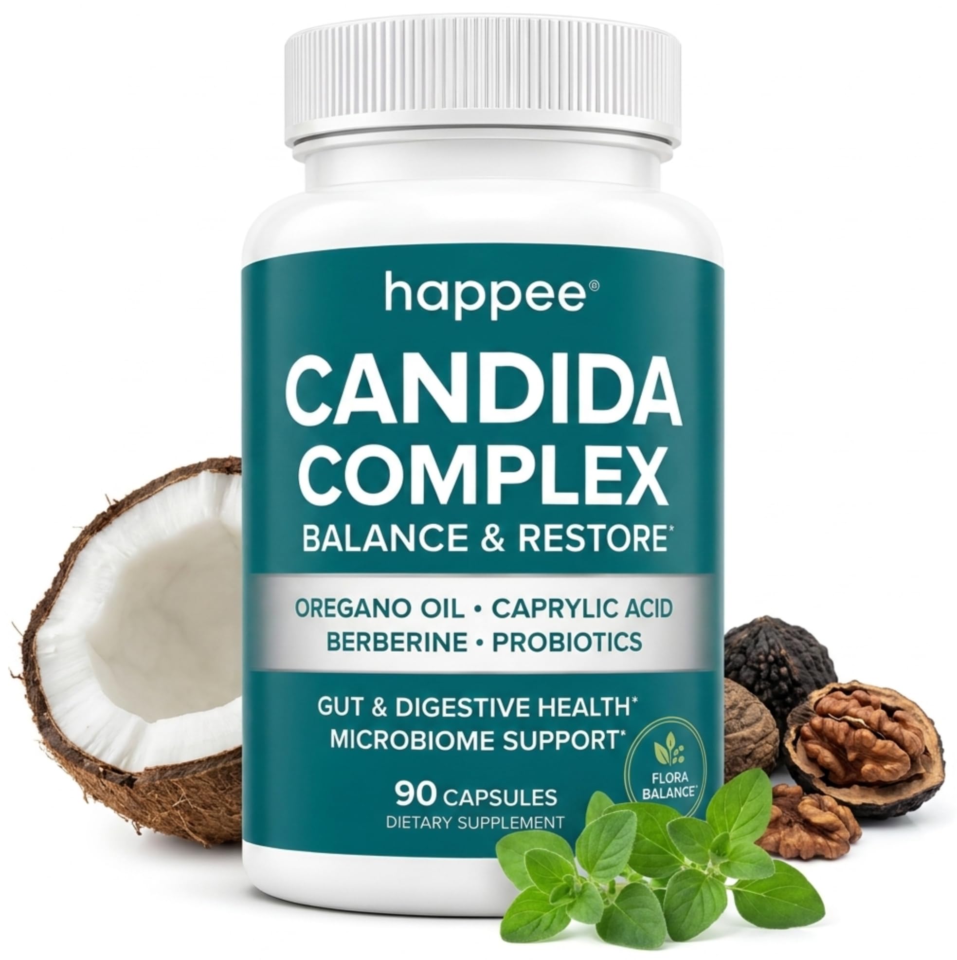 Happee Candida Cleanse Detox Supplement, Gut & Digestive Health, 90 Ct
