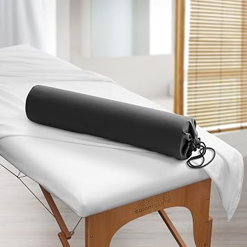 Saloniture Microfiber Cylinder Pillow Case Cover for Massage Table Bolsters - 30 x 6 Inch with Drawstring Closure, Black