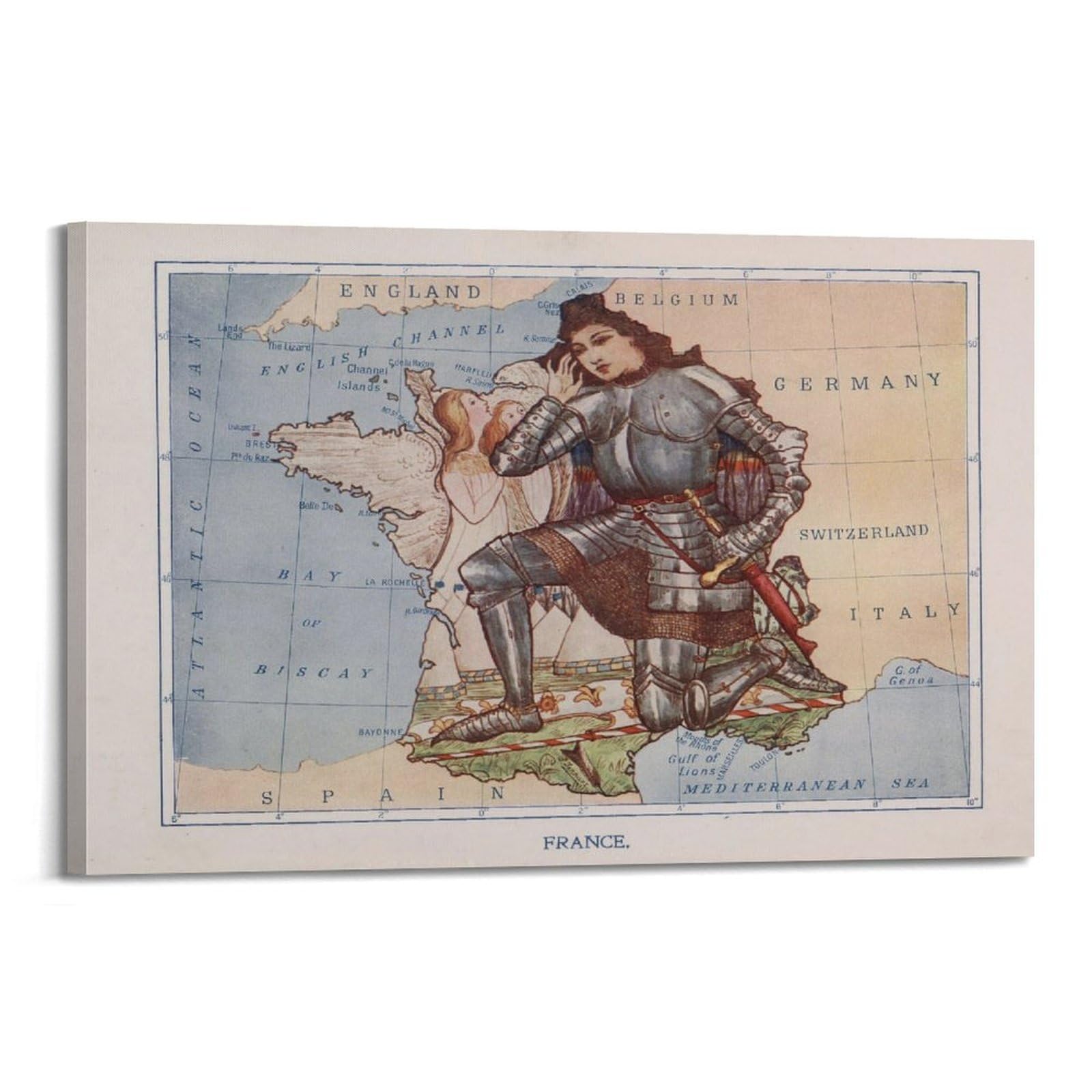 OKAHYS Vintage Travel Map Poster France Decorative Painting Canvas Wall Artworks Picture 20x30inch(50x75cm)