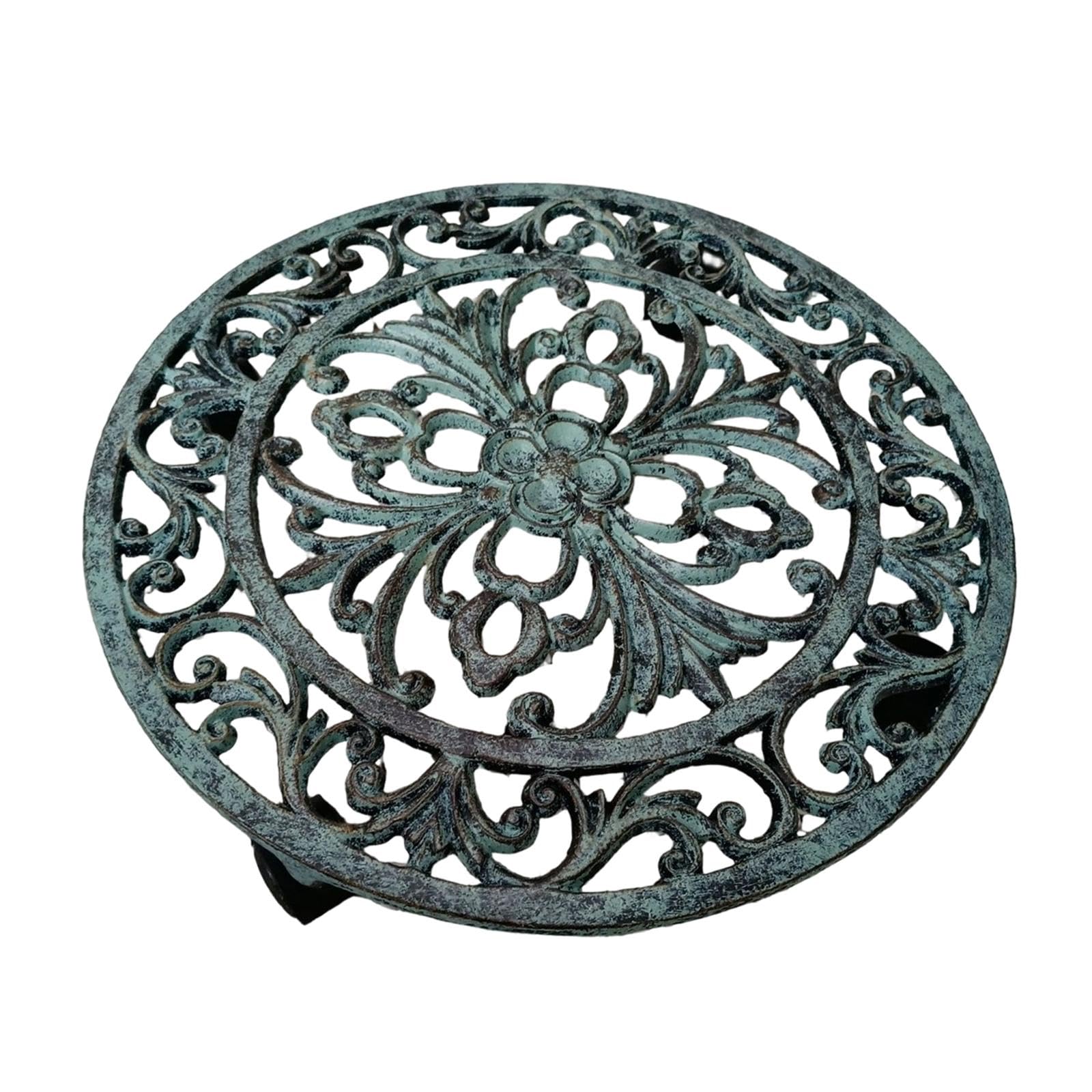 Gralara Support à Plantes à roulettes, déplace-Pot, Accessoires métalliques Polyvalents, Pratique pour l'intérieur et l'extérieur, Chariot à Fleurs, Bleu