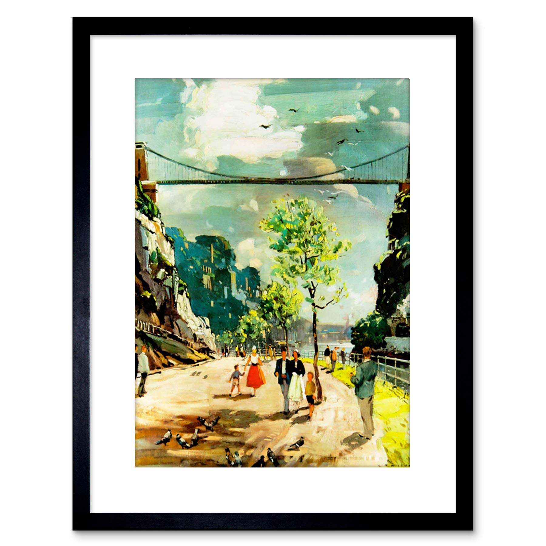 Wee Blue Coo 9x7 '' CLIFTON SUSPENSION BRIDGE BRISTOL BRUNEL FRAMED ART PRINT F97X660