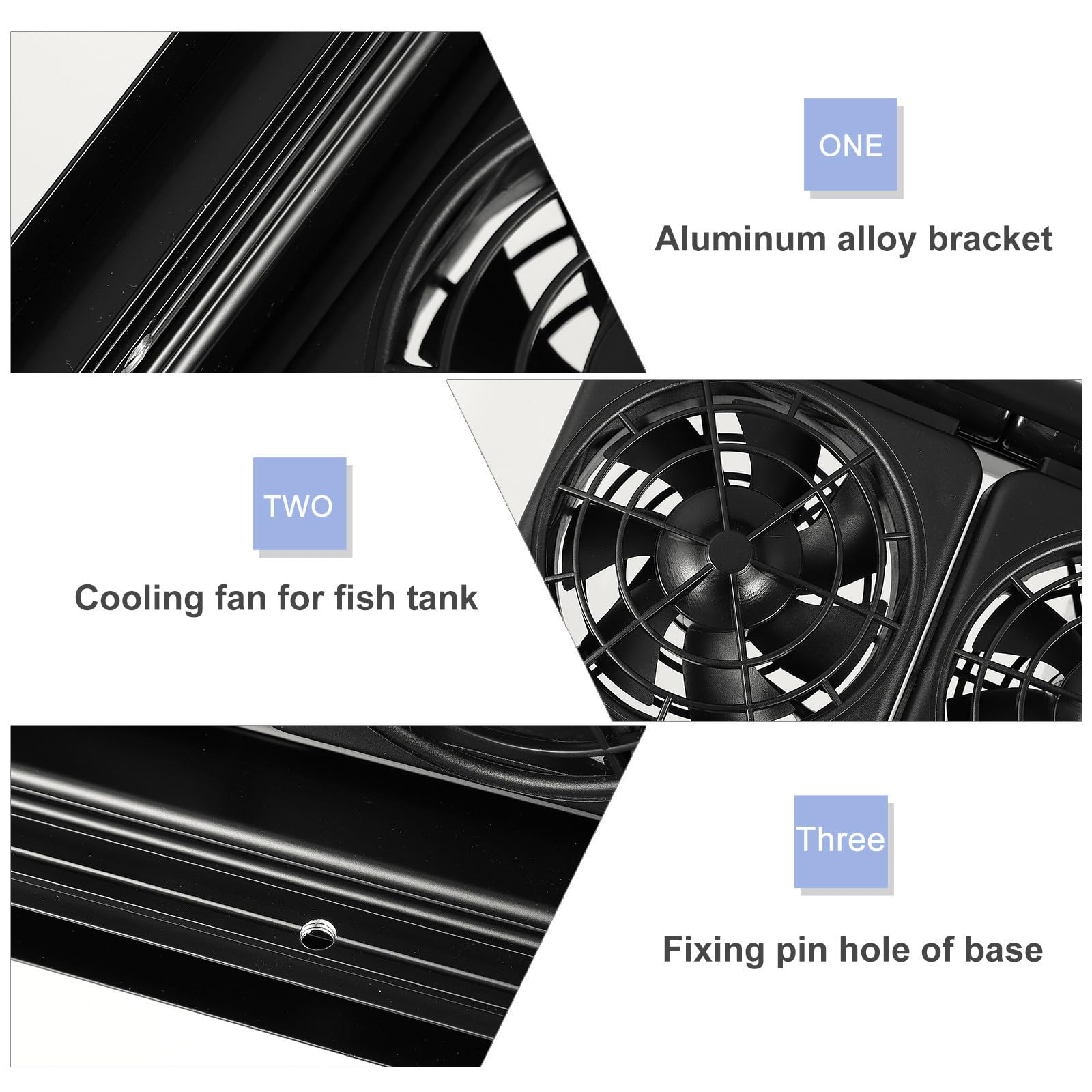 Aquariumlüfter 4-Kopf aus Kunststoff und Aluminiumlegierung mit Verstellbarem Lüfter Aquarien Kühlsystem für Aquarium für Sommerferien und Meerwasserbecken
