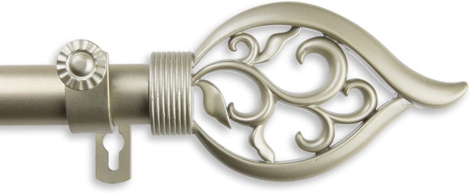A&F Rod Décor - Dahlia Curtain Rod 1 inch Diameter, 66-120 inch - Black