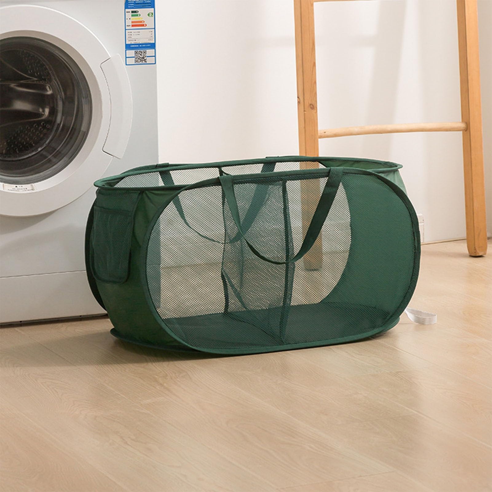 Folding Laundry Basket Household Storage Layered Dirty Clothes,Thickened Partitioned,Two Compartment Bedroom